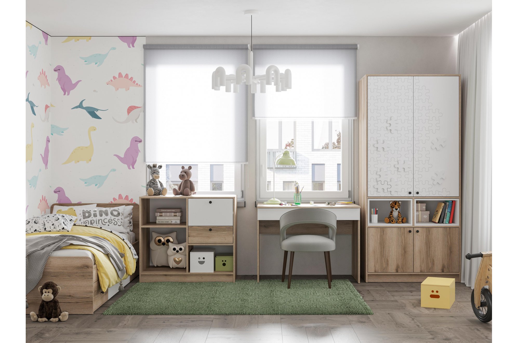 Комплект детской мебели Кинд супермат белый / дуб делано комплектация 4