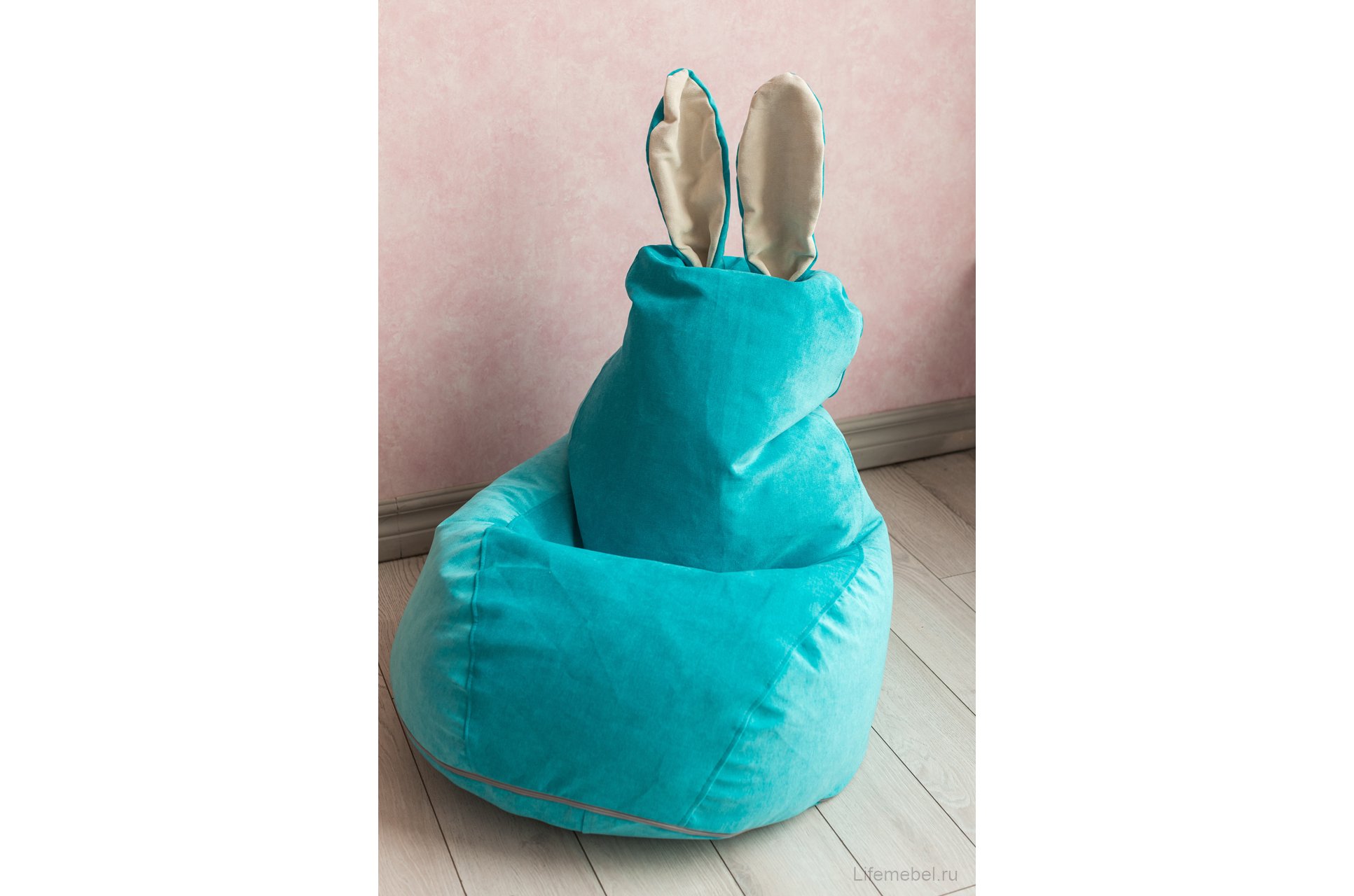 Пуф-мешок Зайчик бирюзовый