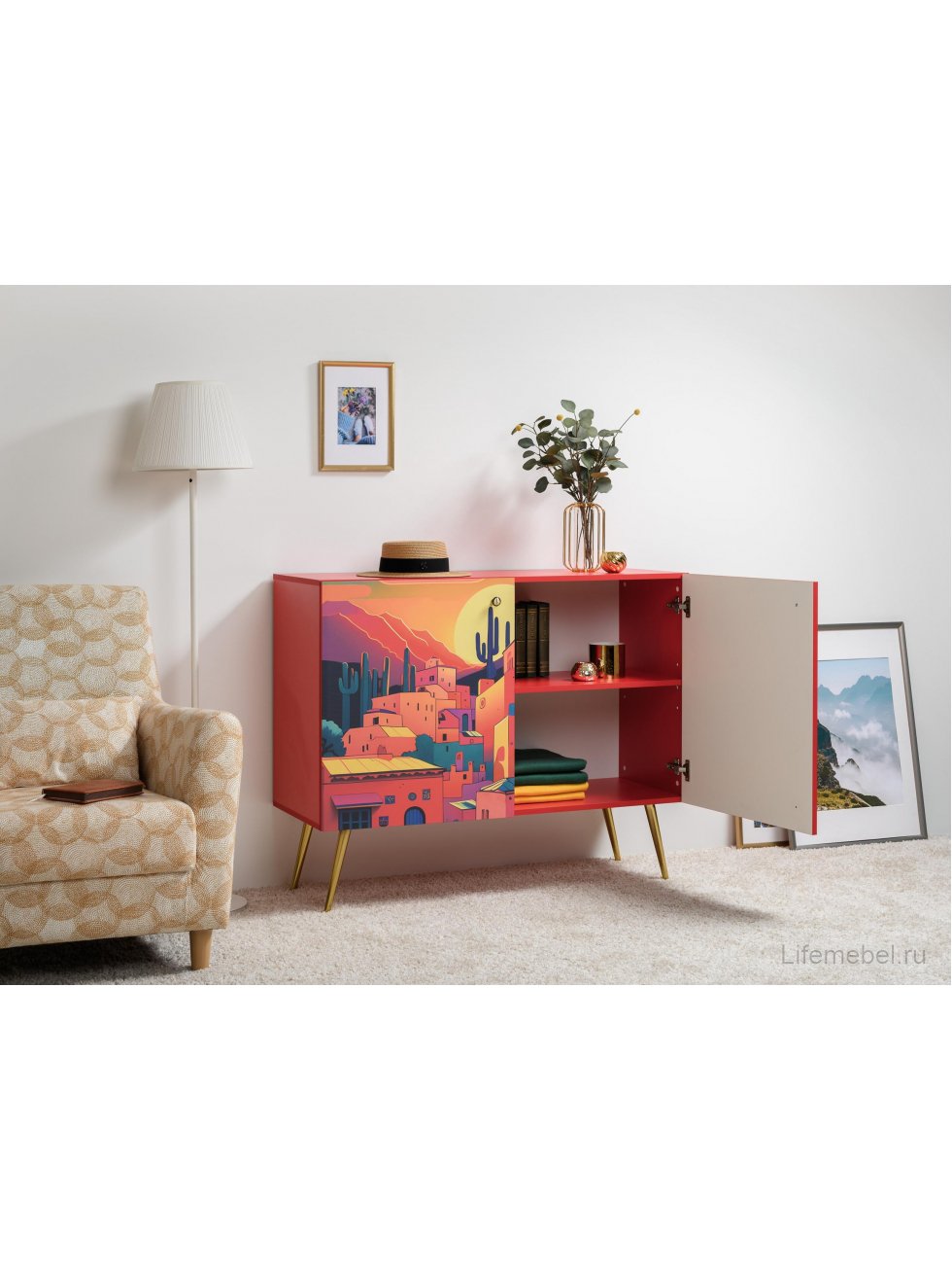 Тумба Кармин 16.230.03 красный / белый