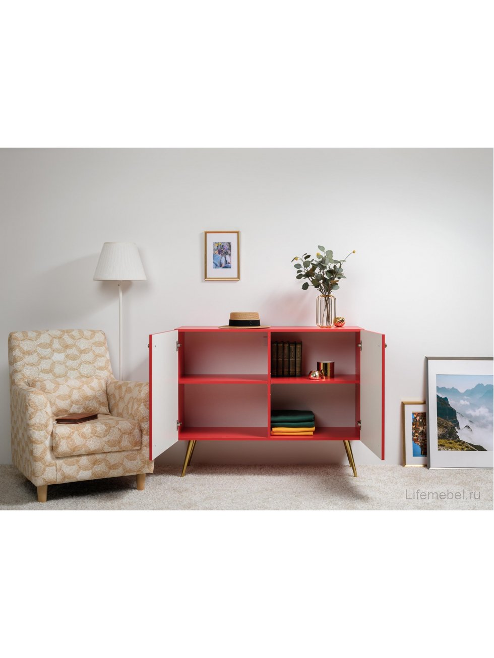 Тумба Кармин 16.230.03 красный / белый