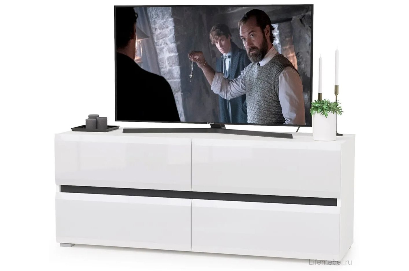 Модульная гостиная Сейдиль белый премиум / черный / белый глянец комплектация 2