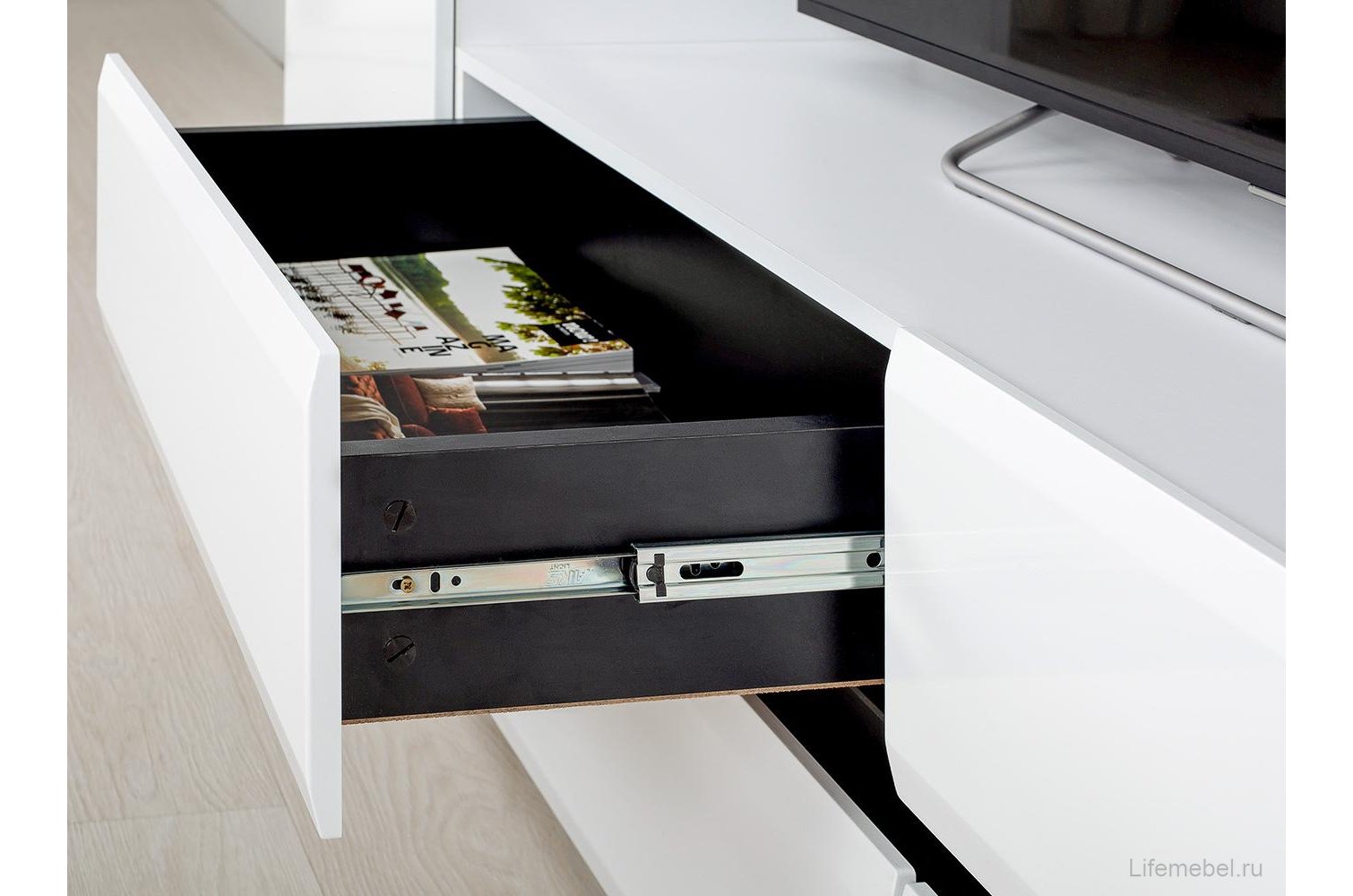 Модульная гостиная Сейдиль белый премиум / черный / белый глянец комплектация 2