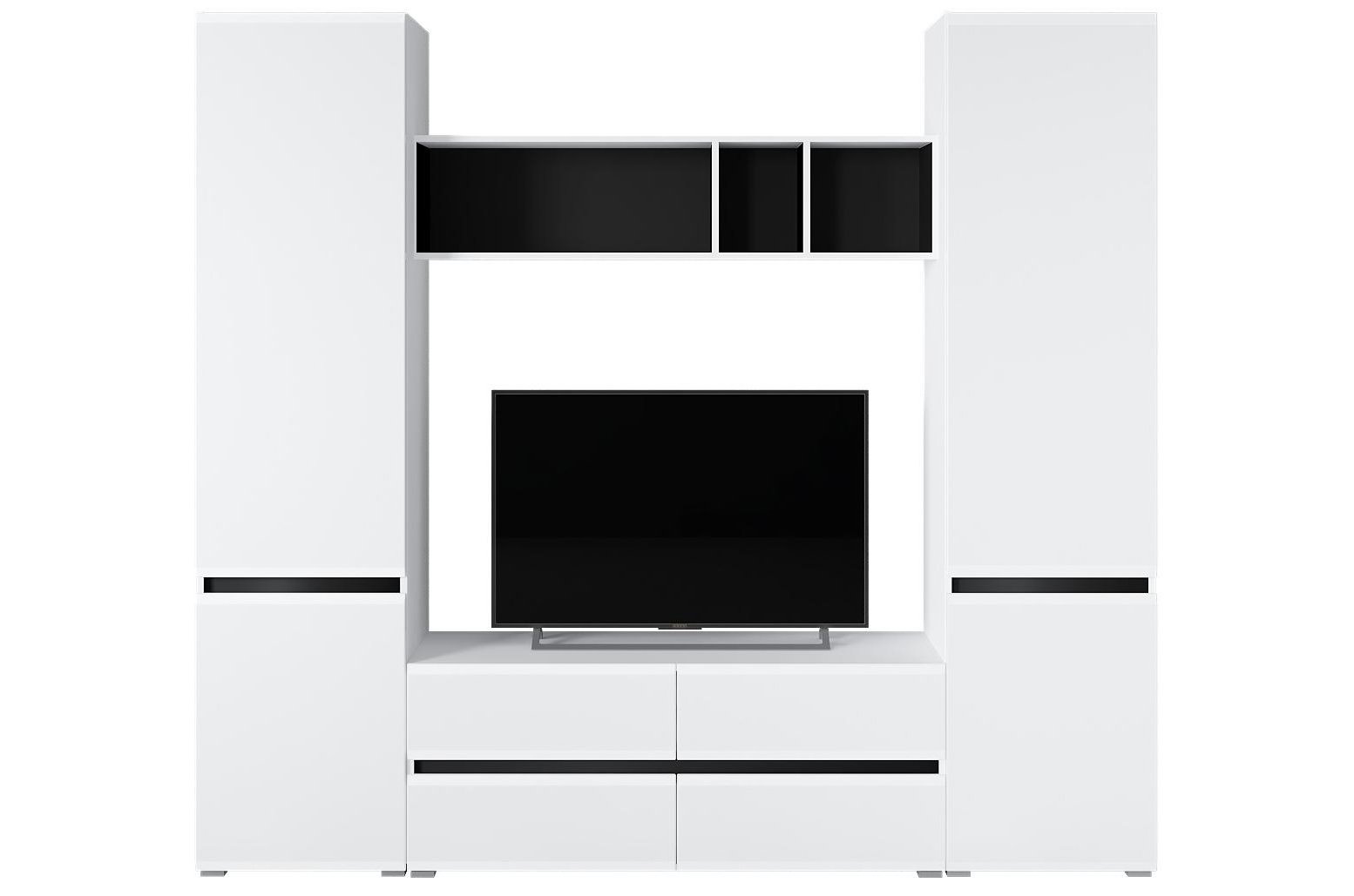 Модульная гостиная Сейдиль белый премиум / черный / белый глянец комплектация 2