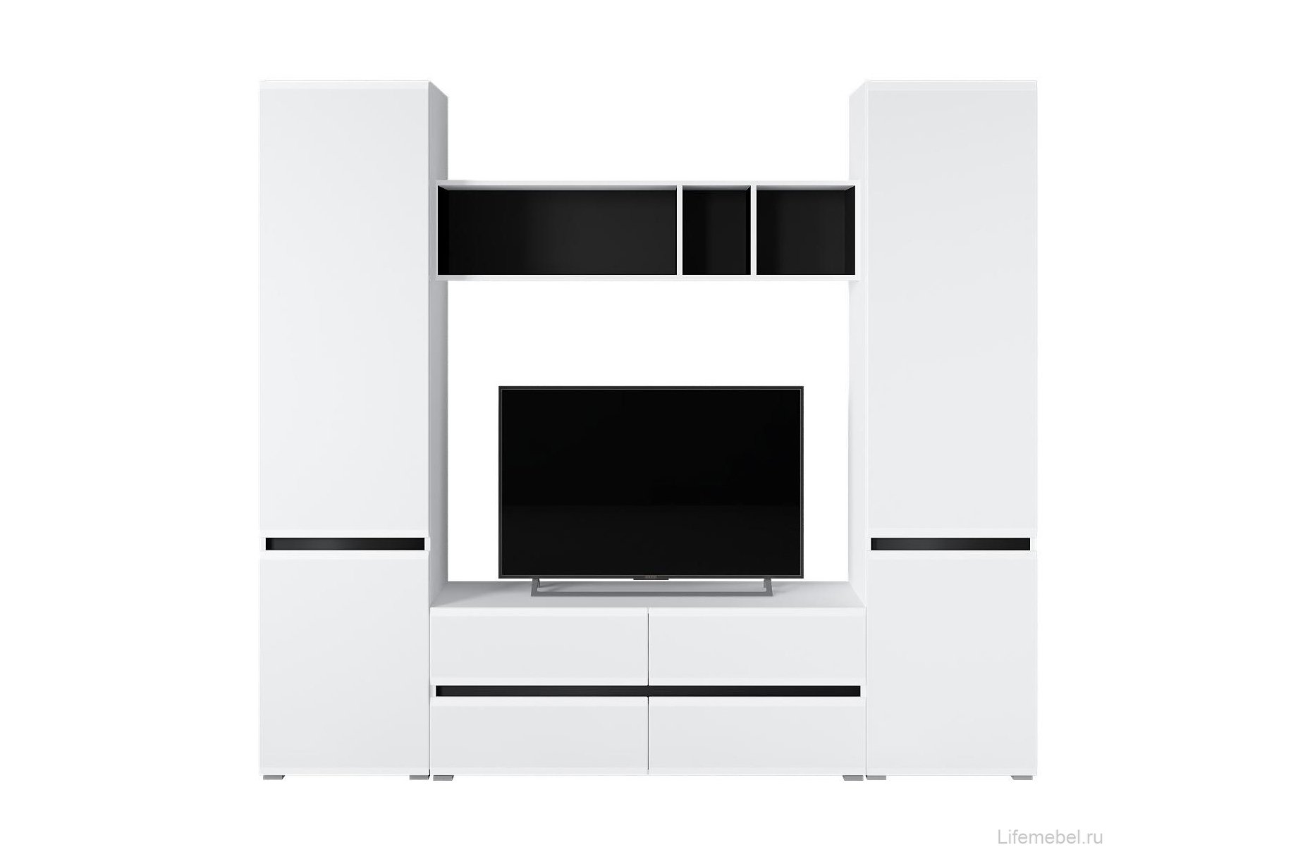 Модульная гостиная Сейдиль белый премиум / черный / белый глянец комплектация 2