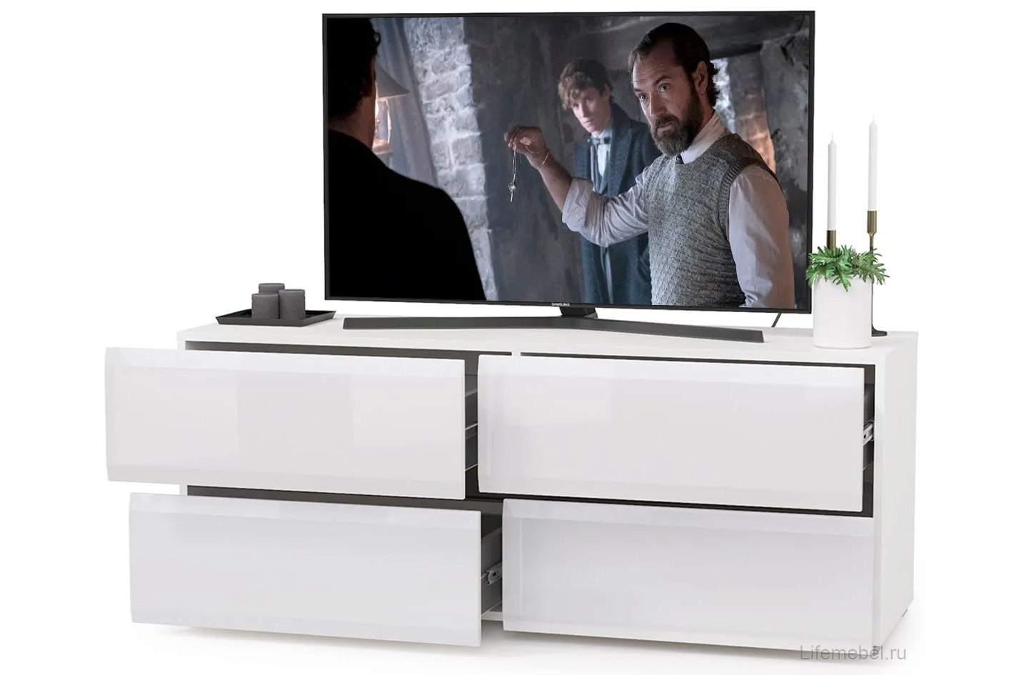 Модульная гостиная Сейдиль белый премиум / черный / белый глянец комплектация 3