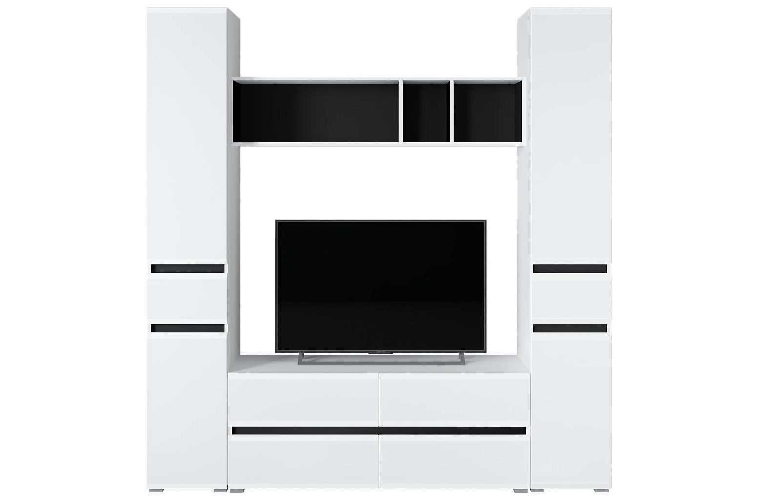 Модульная гостиная Сейдиль белый премиум / черный / белый глянец комплектация 3