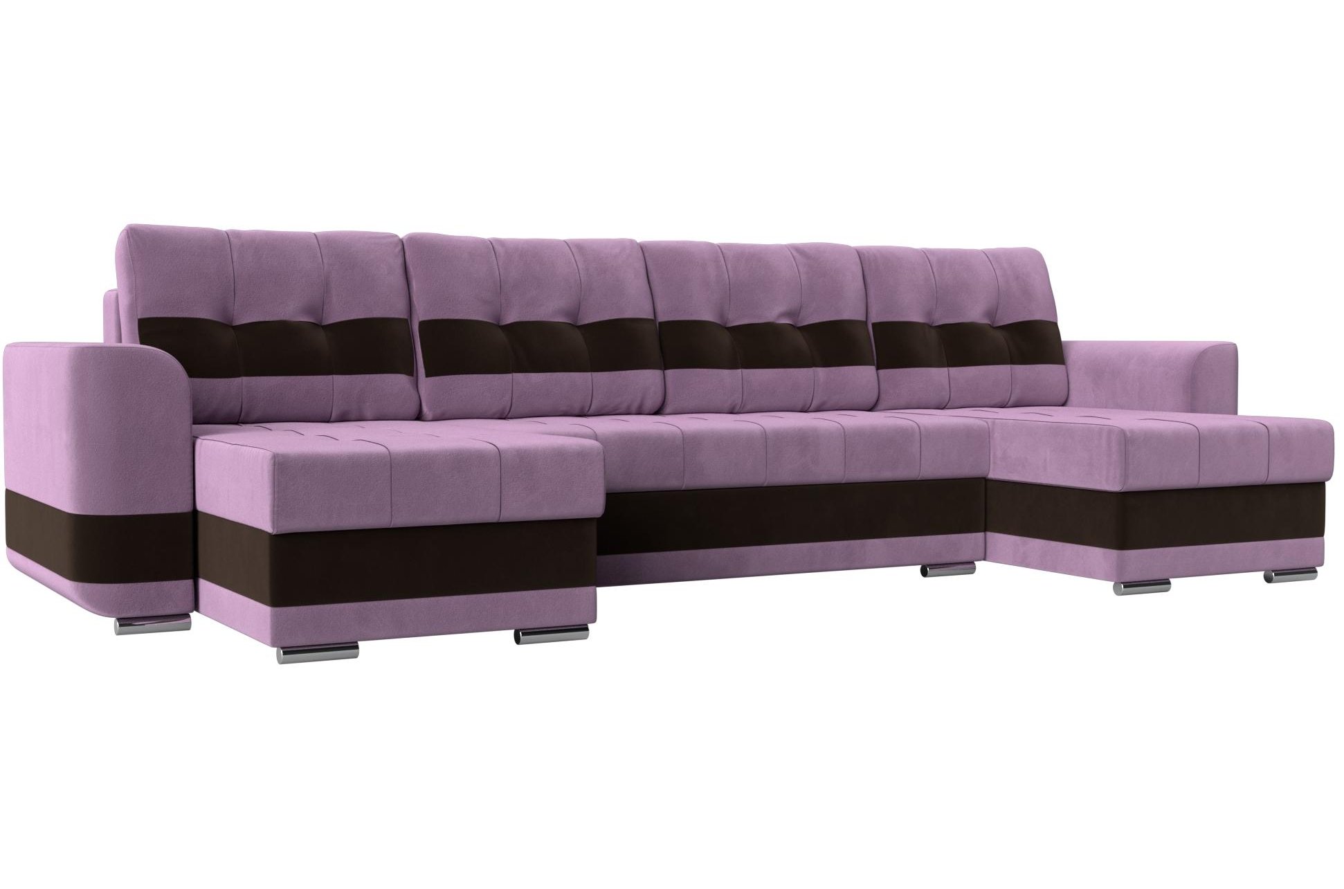 Диван Честер сиреневый / коричневый микровельвет