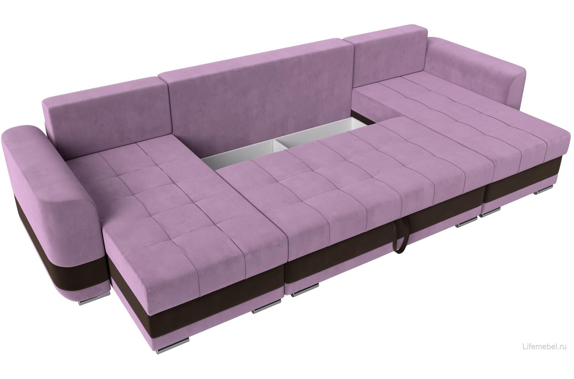 Диван Честер сиреневый / коричневый микровельвет