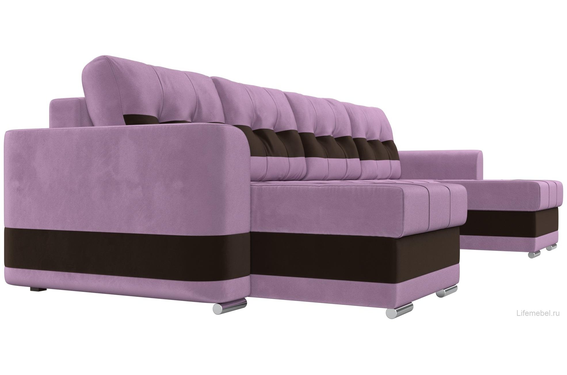 Диван Честер сиреневый / коричневый микровельвет
