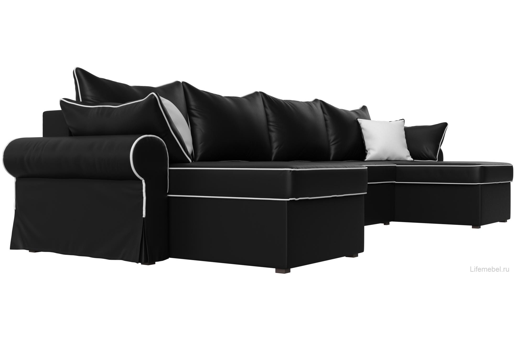 Диван Элис черная экокожа
