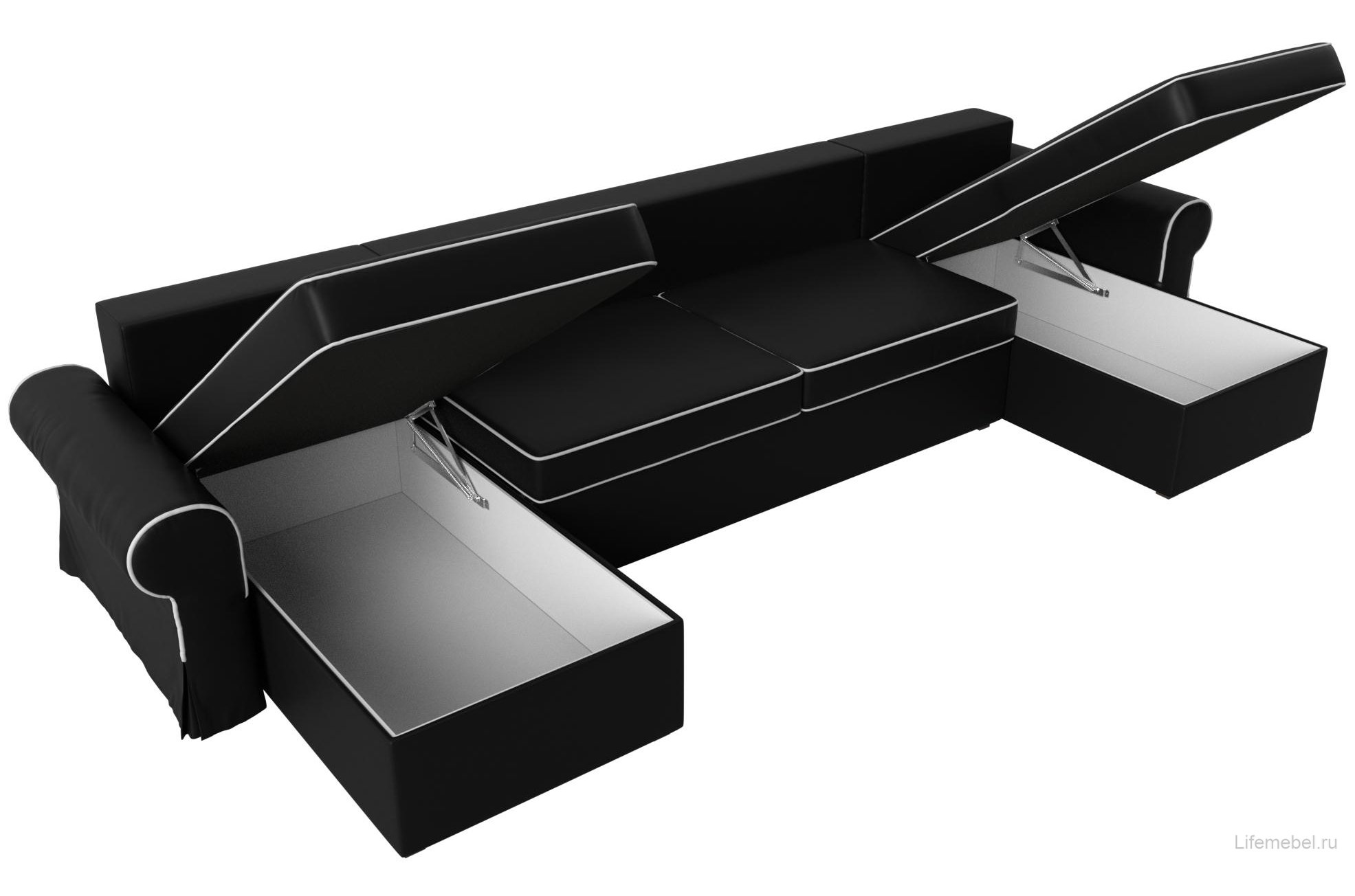 Диван Элис черная экокожа