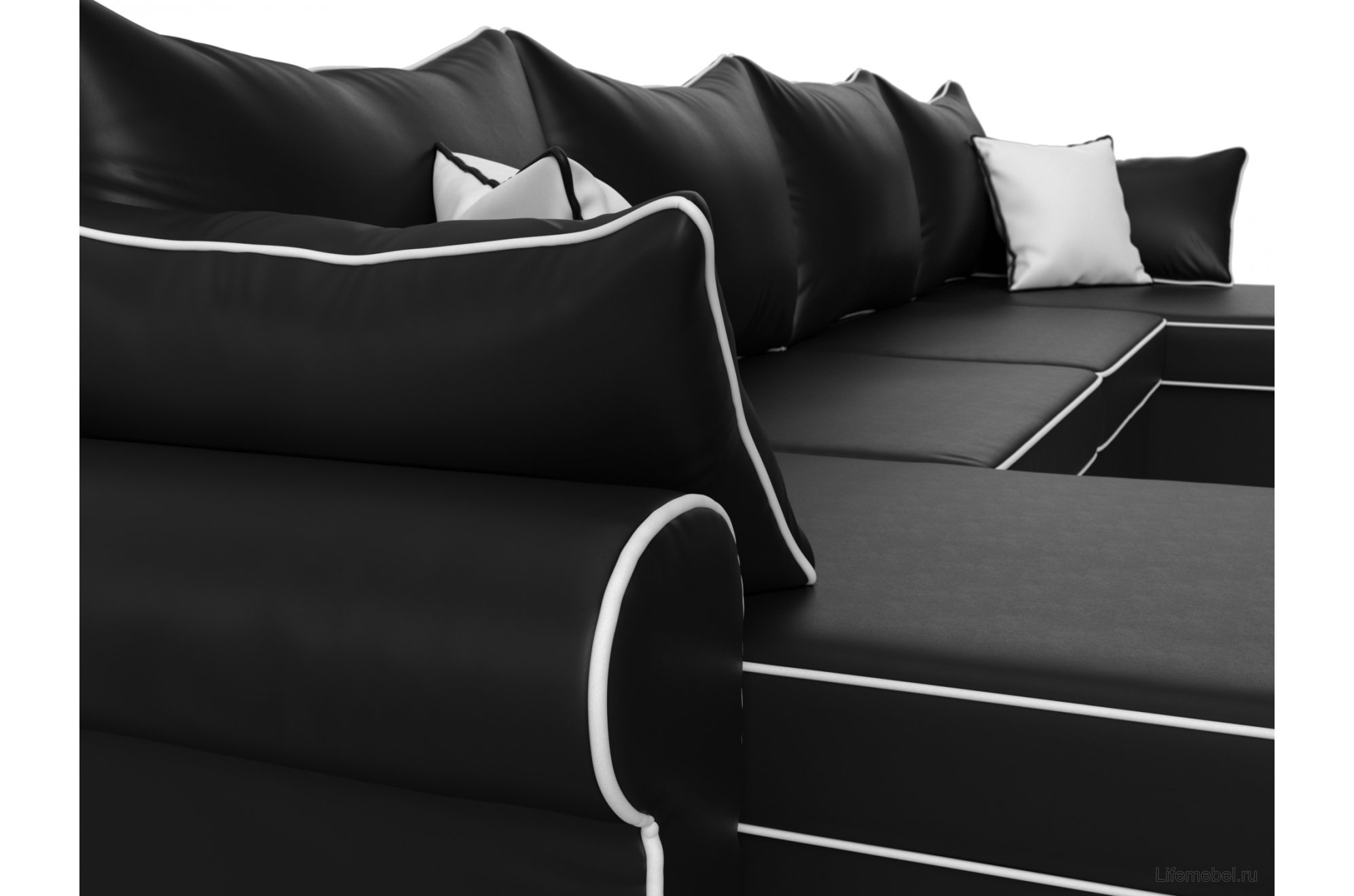 Диван Элис черная экокожа