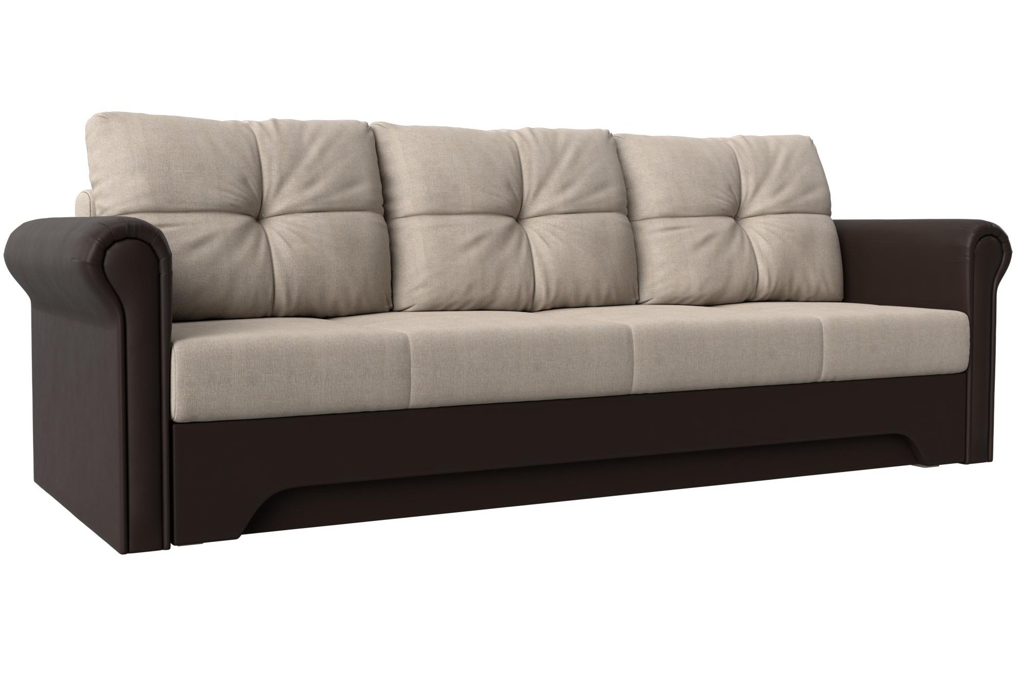 Диван Европа бежевая / коричневая рогожка