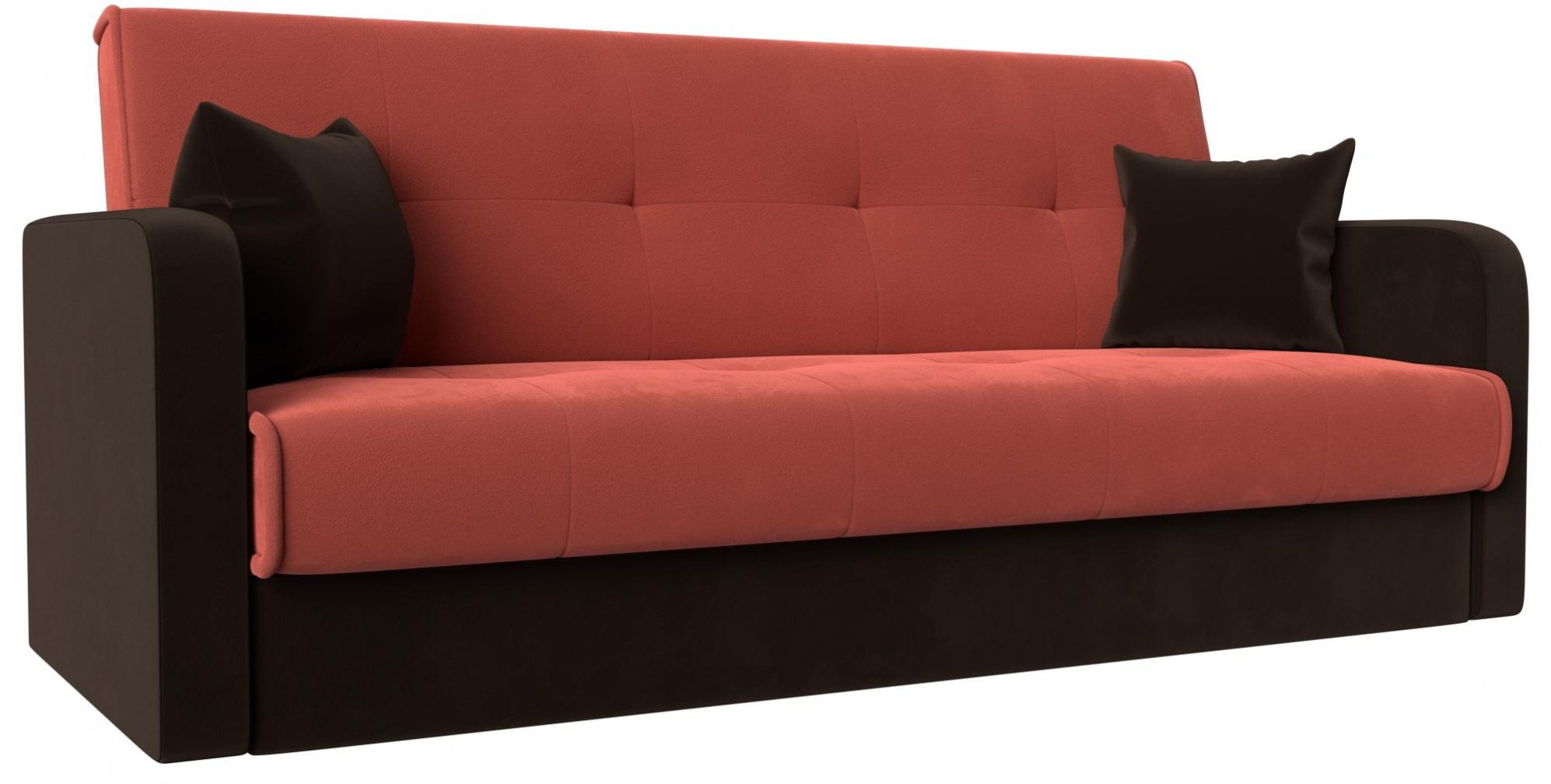 Диван Надежда коралловый / коричневый микровельвет