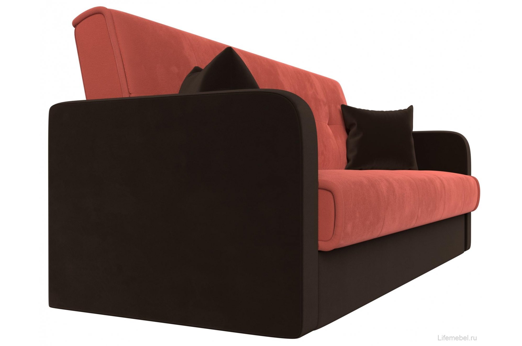 Диван Надежда коралловый / коричневый микровельвет