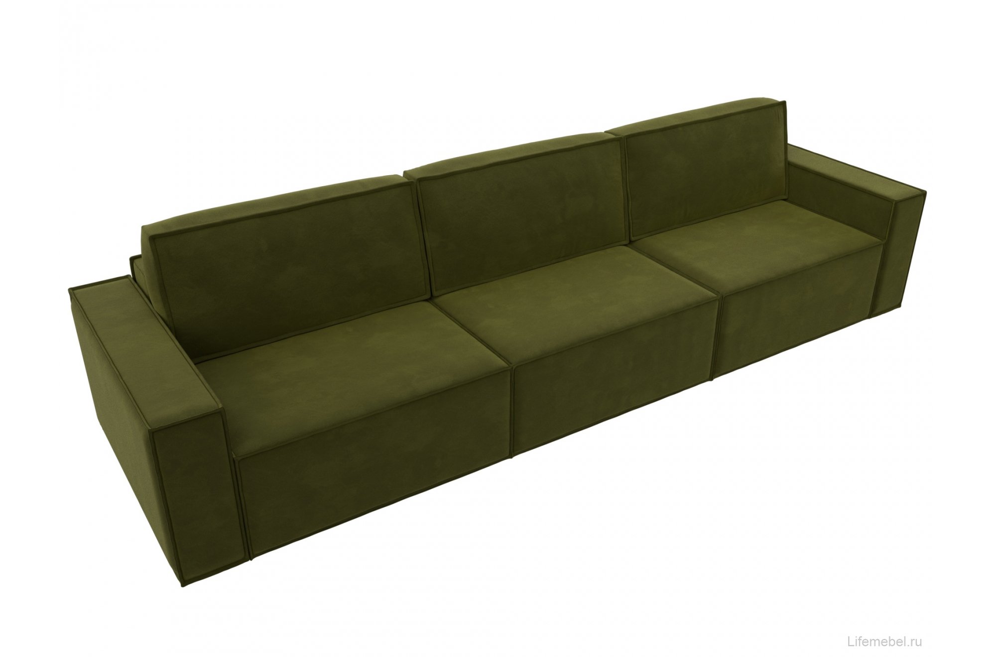 Диван Куба лонг зеленый микровельвет