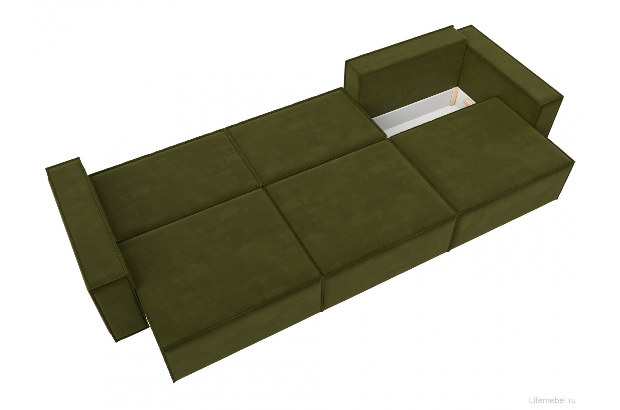 Диван Куба лонг зеленый микровельвет