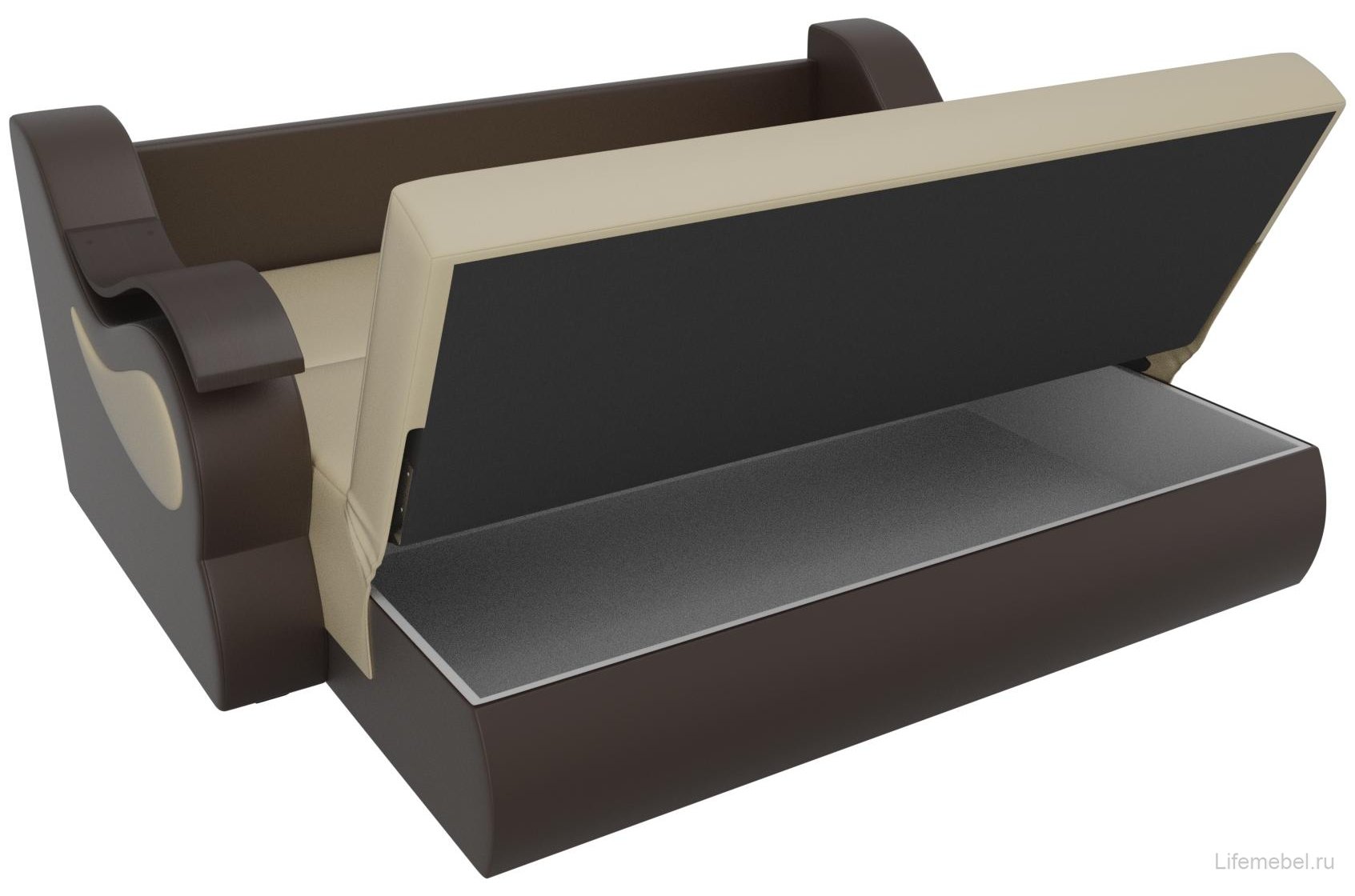 Диван Меркурий прямой эко кожа бежевый / коричневый со спальным местом 160 см