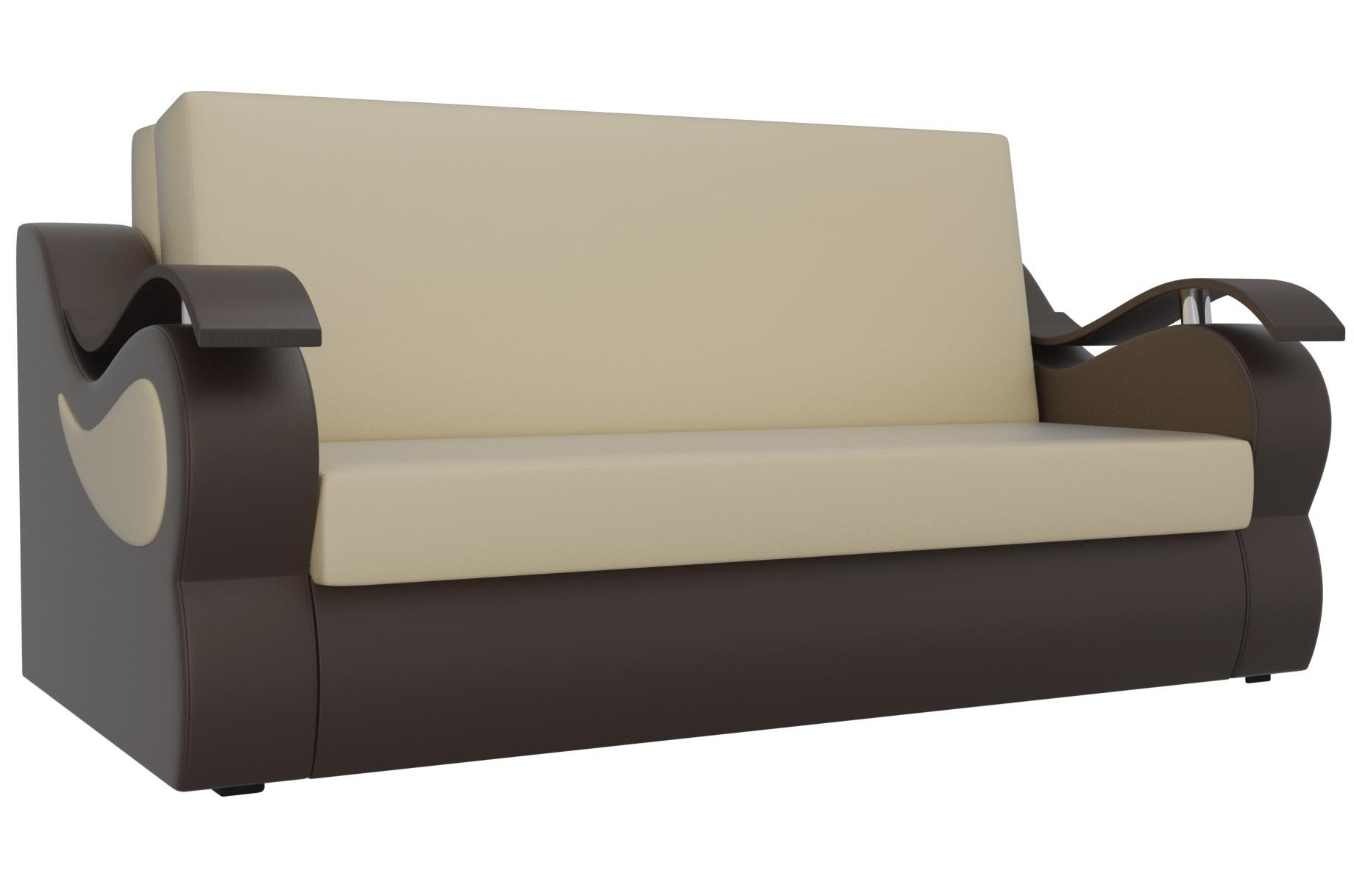 Диван Меркурий прямой эко кожа бежевый / коричневый со спальным местом 160 см