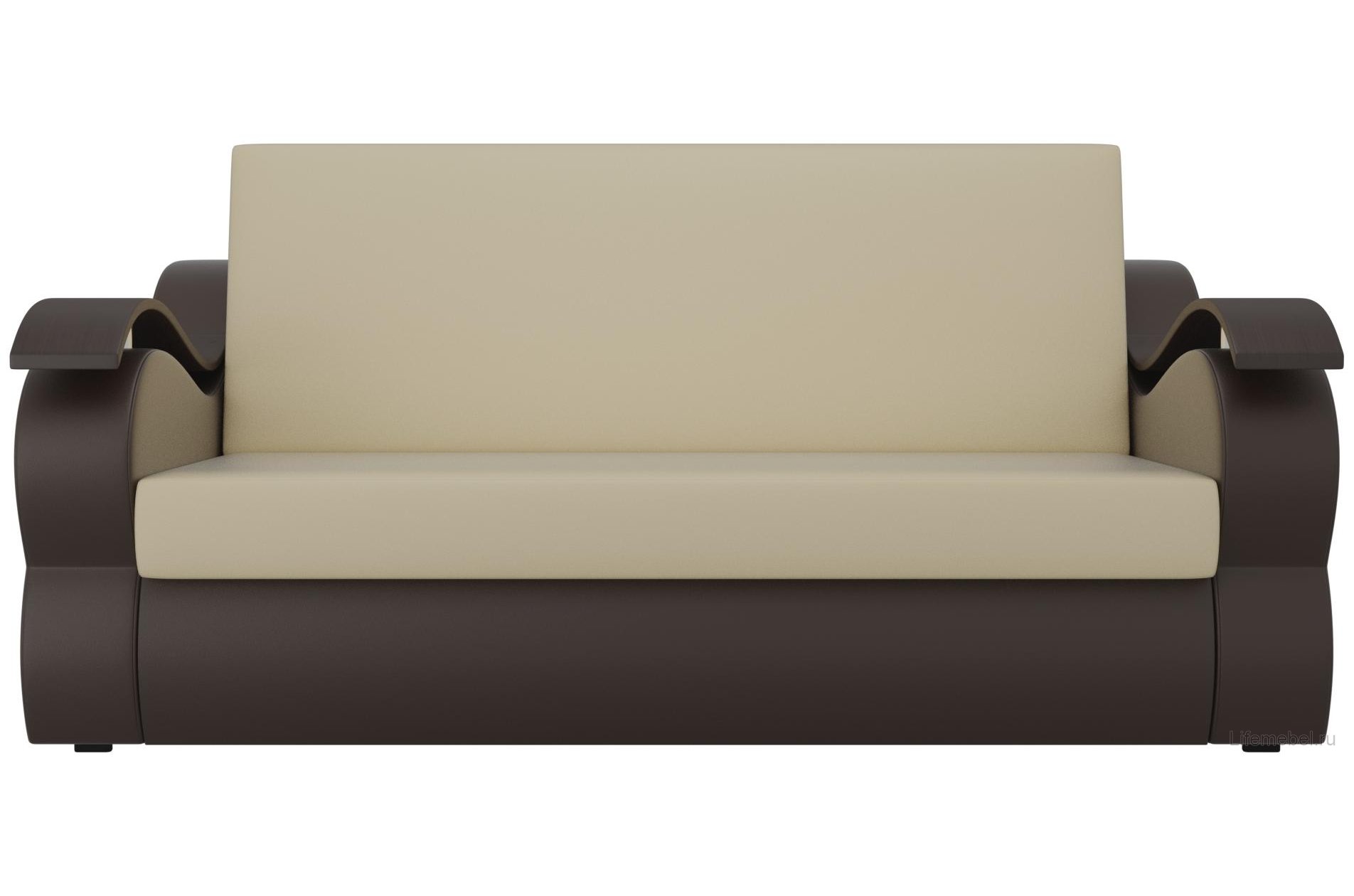 Диван Меркурий прямой эко кожа бежевый / коричневый со спальным местом 160 см