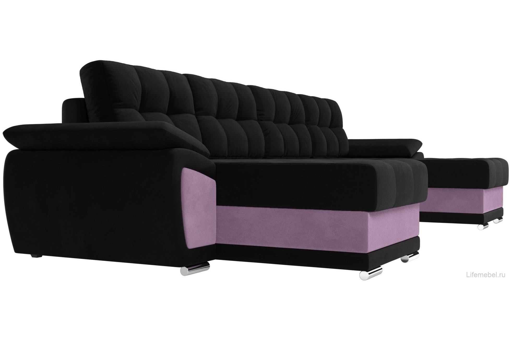 Диван Нэстор черный / сиреневый микровельвет