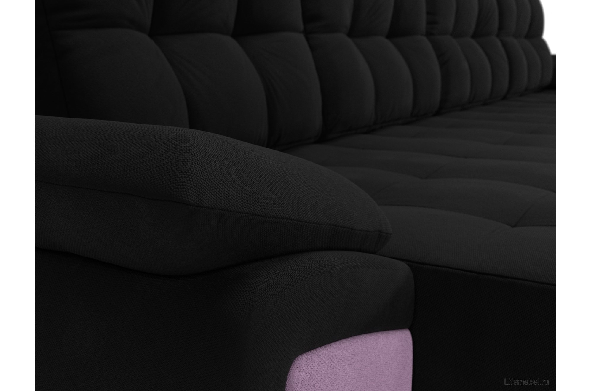 Диван Нэстор черный / сиреневый микровельвет