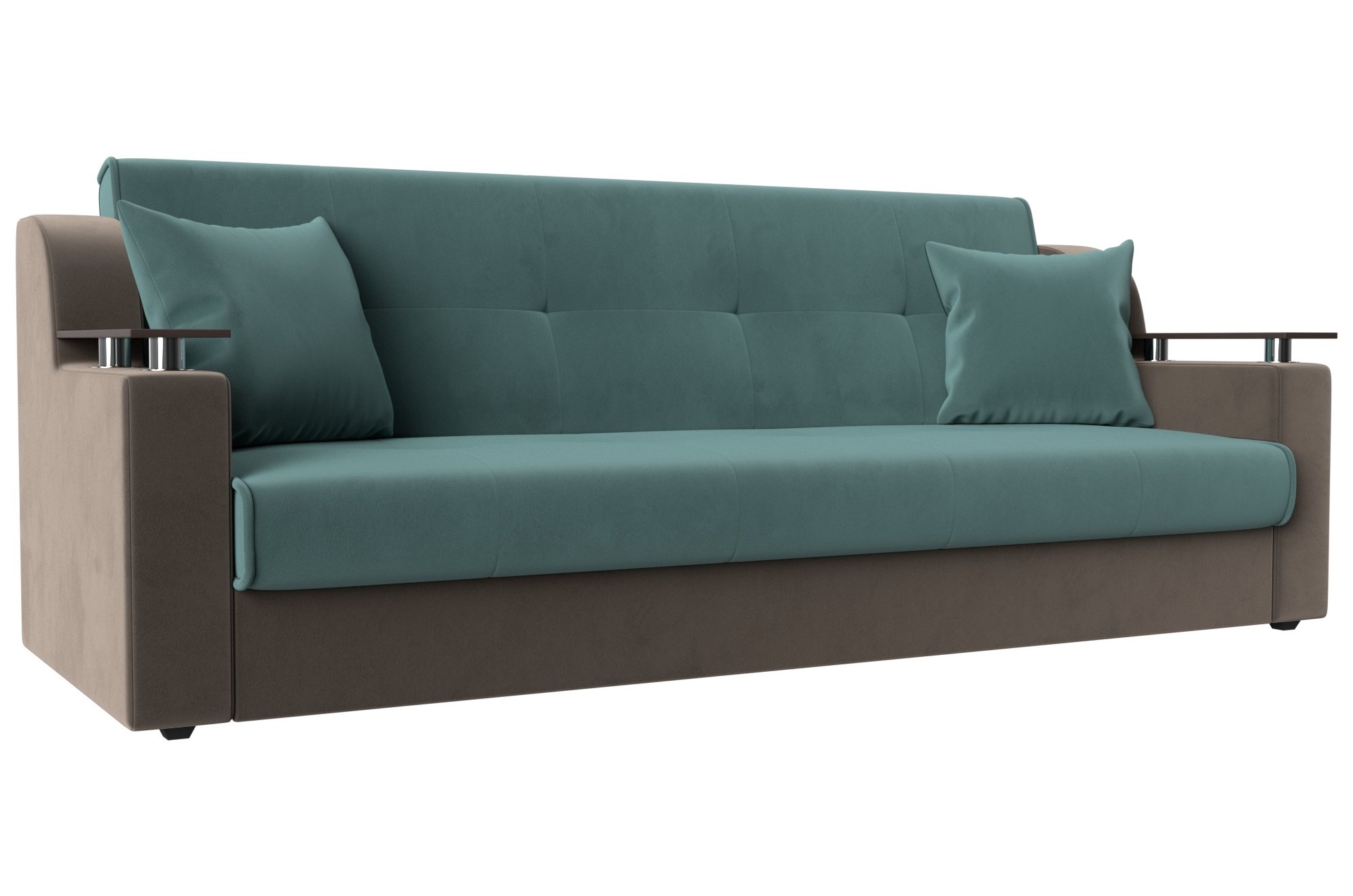 Диван Сенатор бирюзовый / коричневый велюр книжка