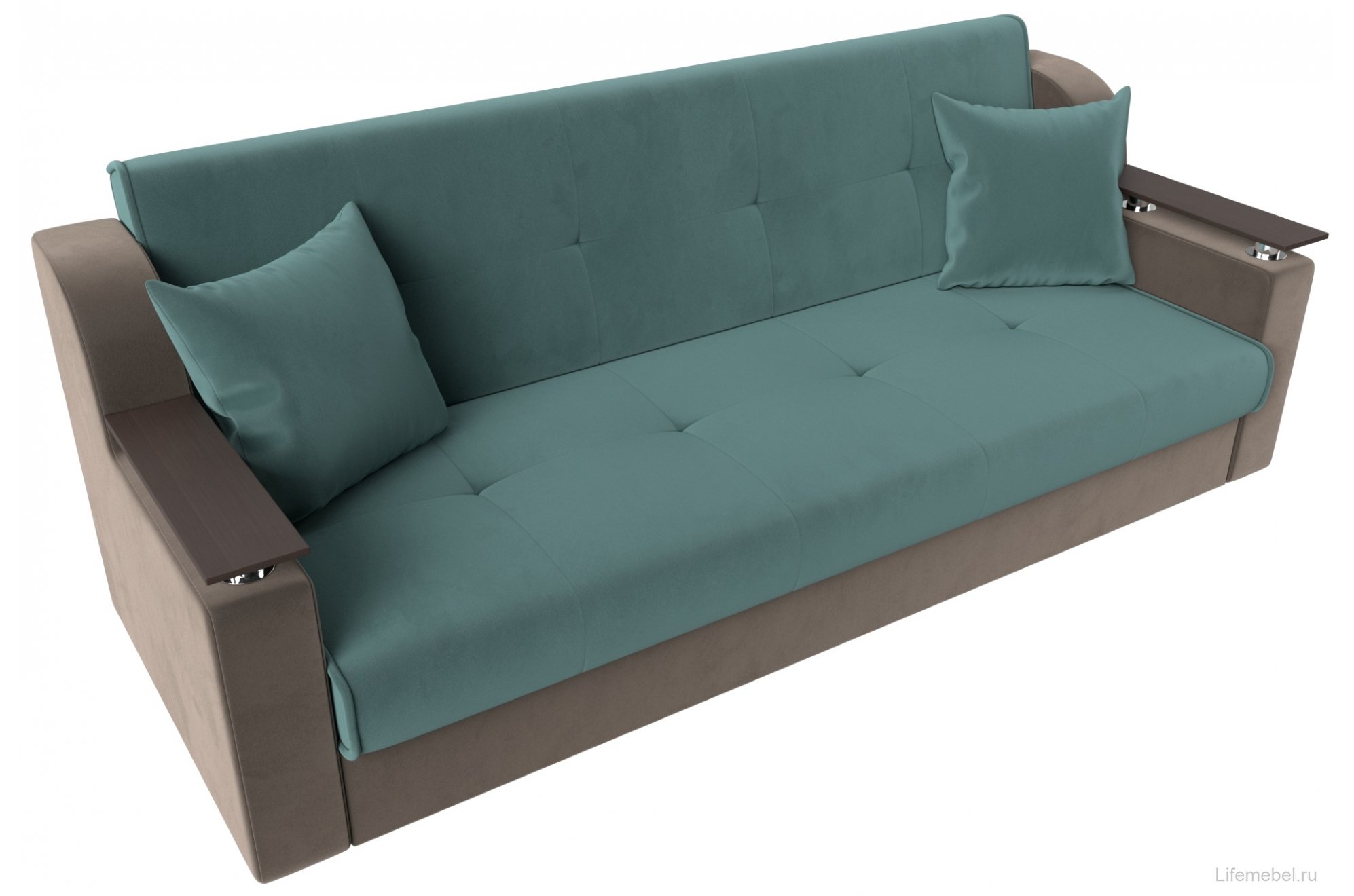 Диван Сенатор бирюзовый / коричневый велюр книжка