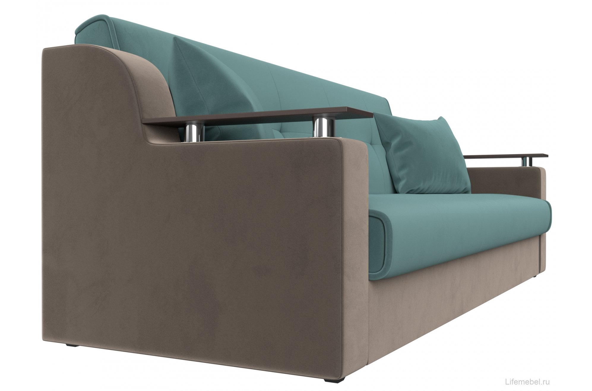 Диван Сенатор бирюзовый / коричневый велюр книжка