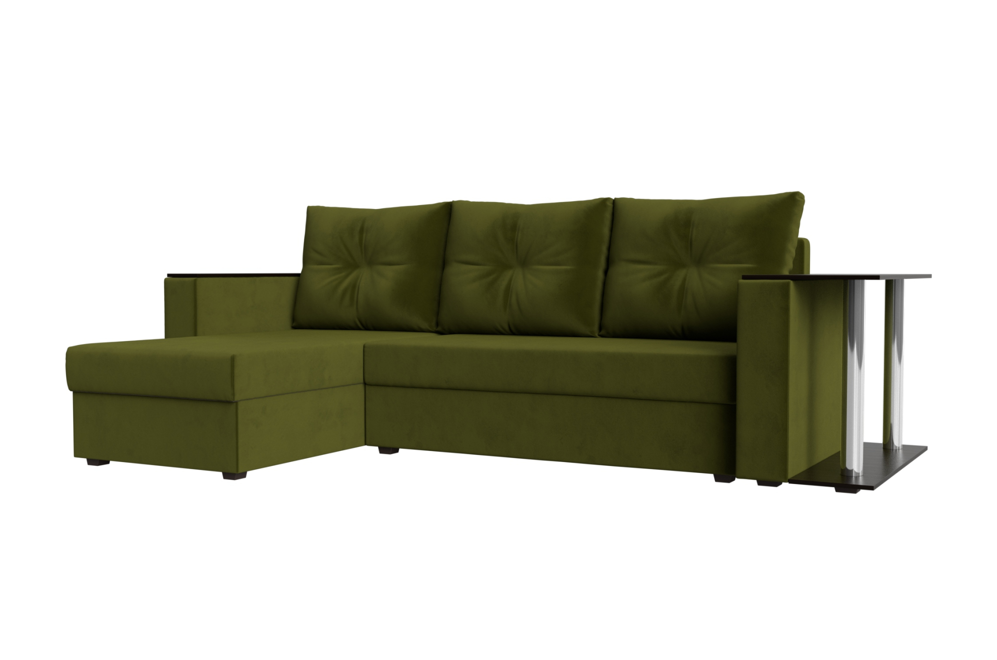 Диван угловой Атланта левый зеленый микровельвет