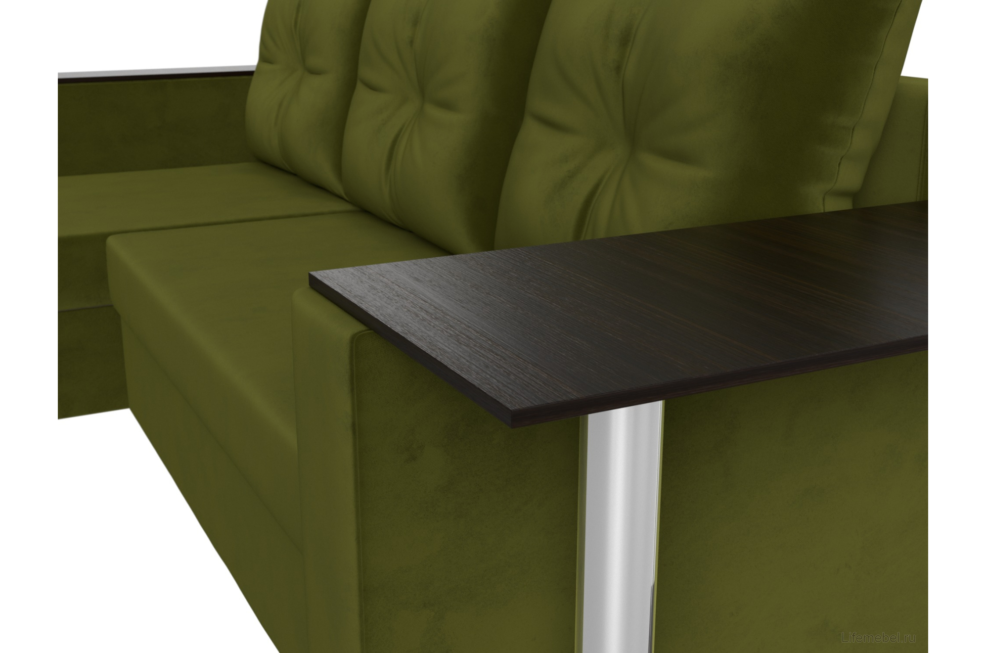 Диван угловой Атланта левый зеленый микровельвет