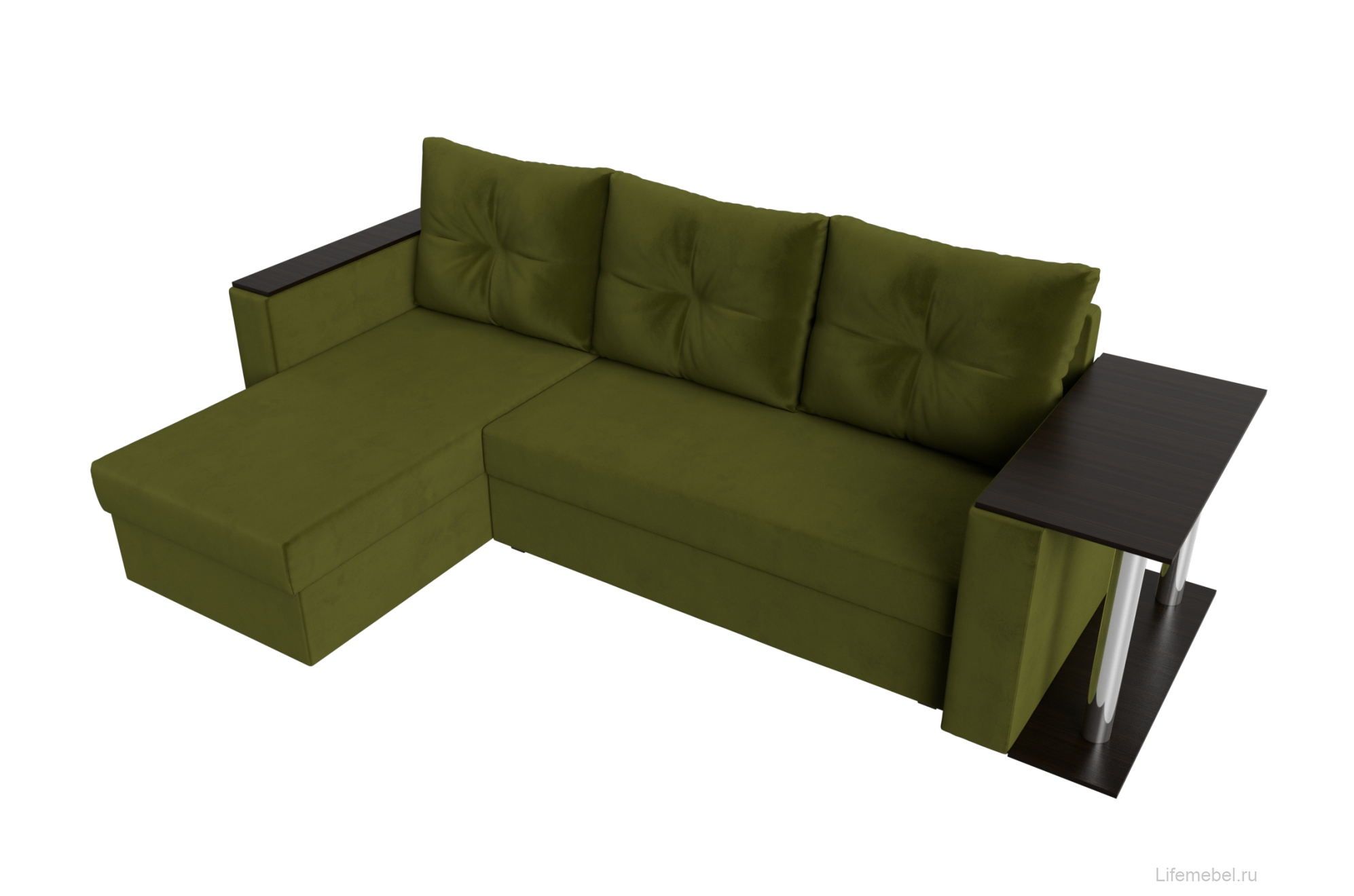 Диван угловой Атланта левый зеленый микровельвет