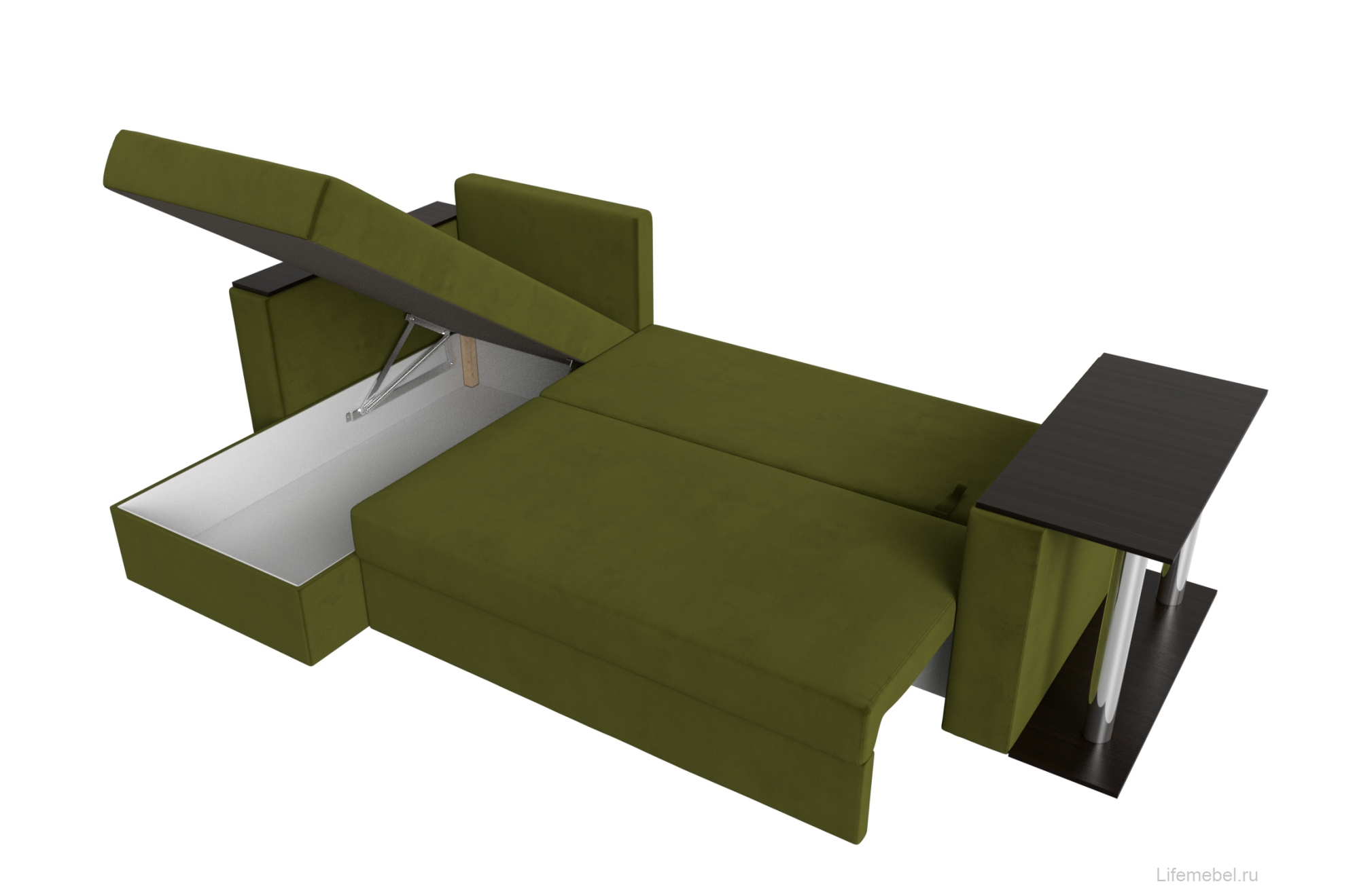 Диван угловой Атланта левый зеленый микровельвет