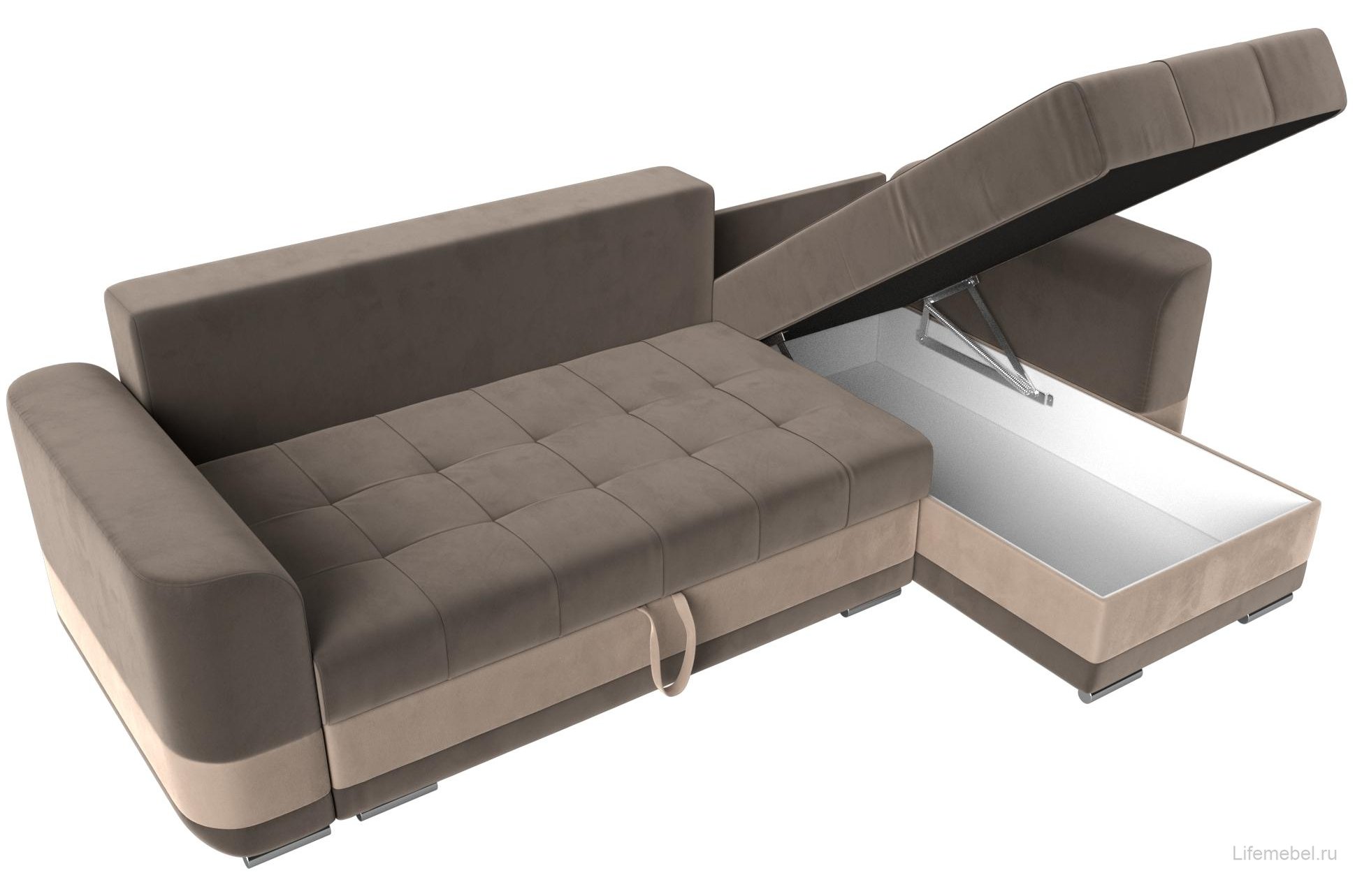 Диван угловой Честер правый коричневый велюр