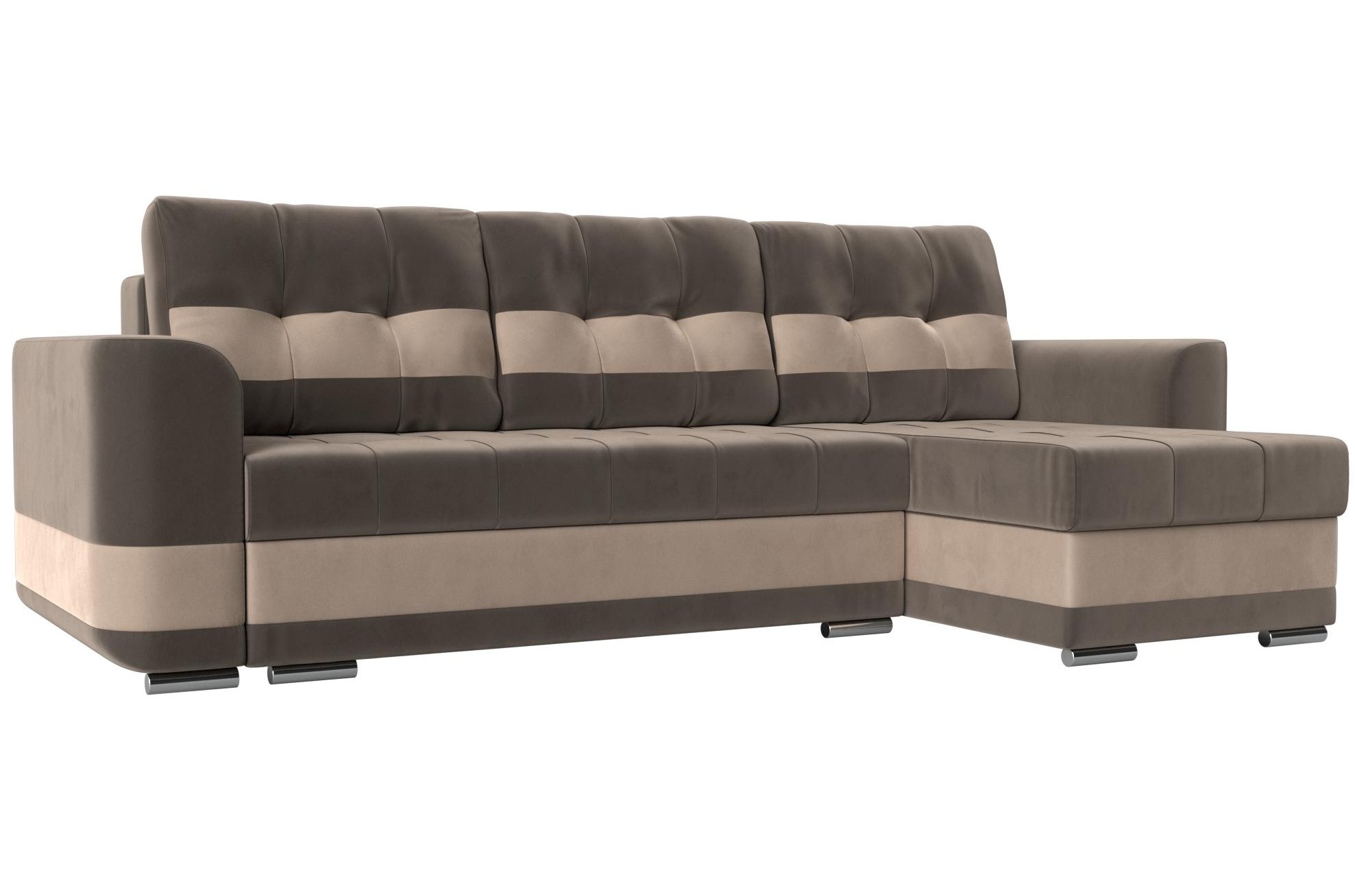 Диван угловой Честер правый коричневый велюр