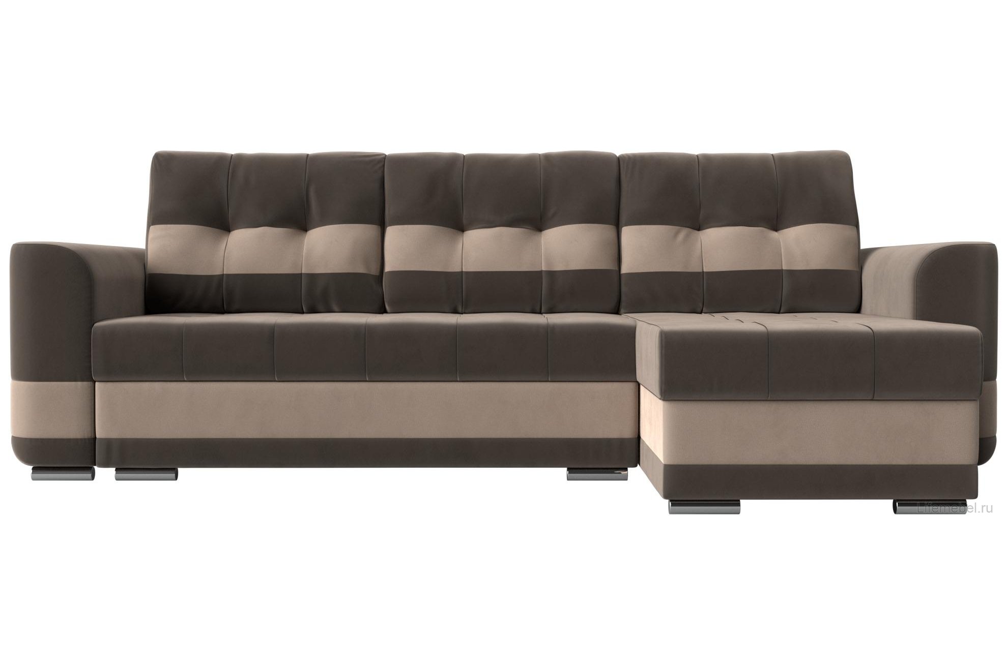 Диван угловой Честер правый коричневый велюр