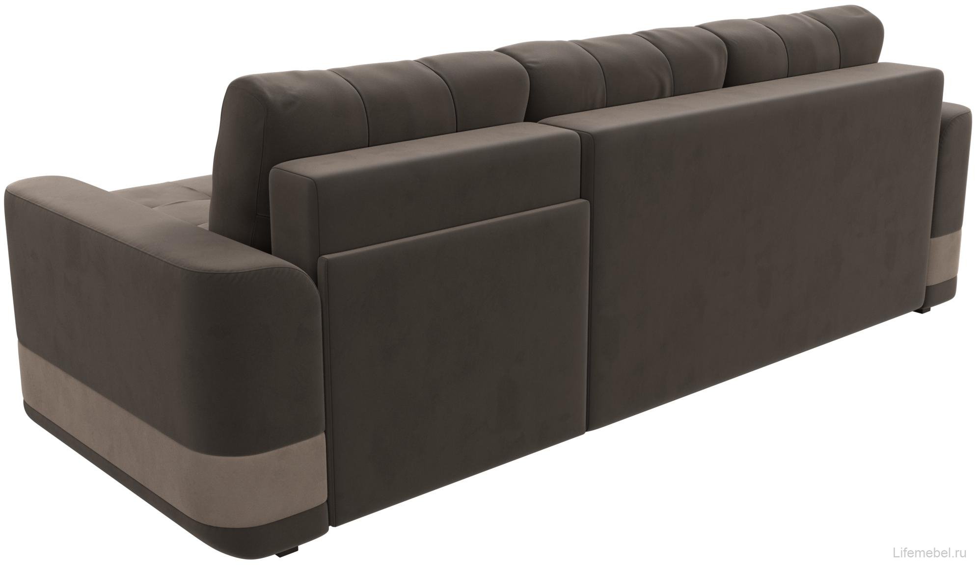 Диван угловой Честер правый коричневый велюр