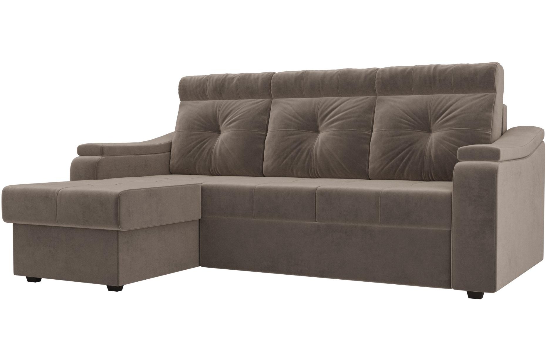 Диван угловой Джастин левый велюр коричневый