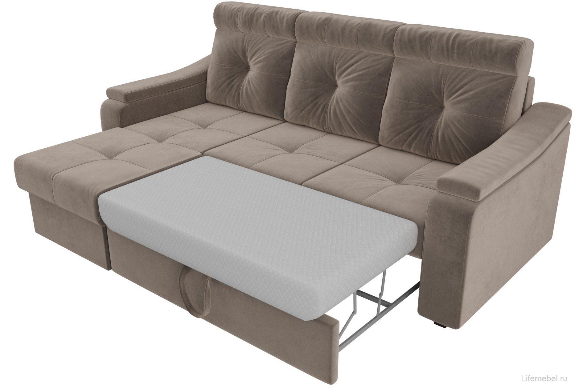 Диван угловой Джастин левый велюр коричневый