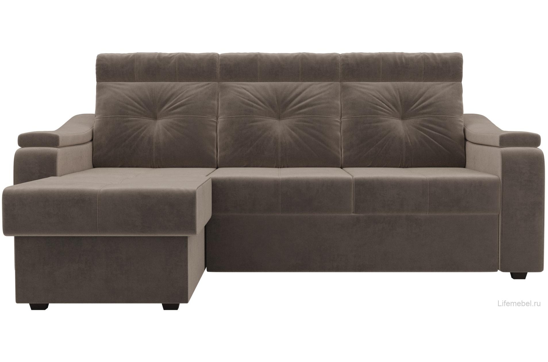 Диван угловой Джастин левый велюр коричневый
