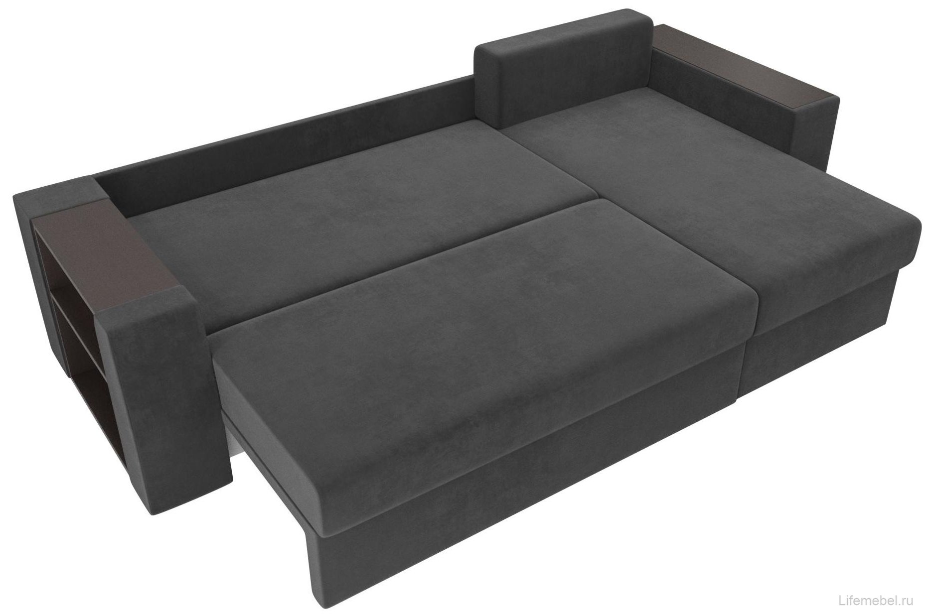 Диван угловой Эридан правый серый велюр