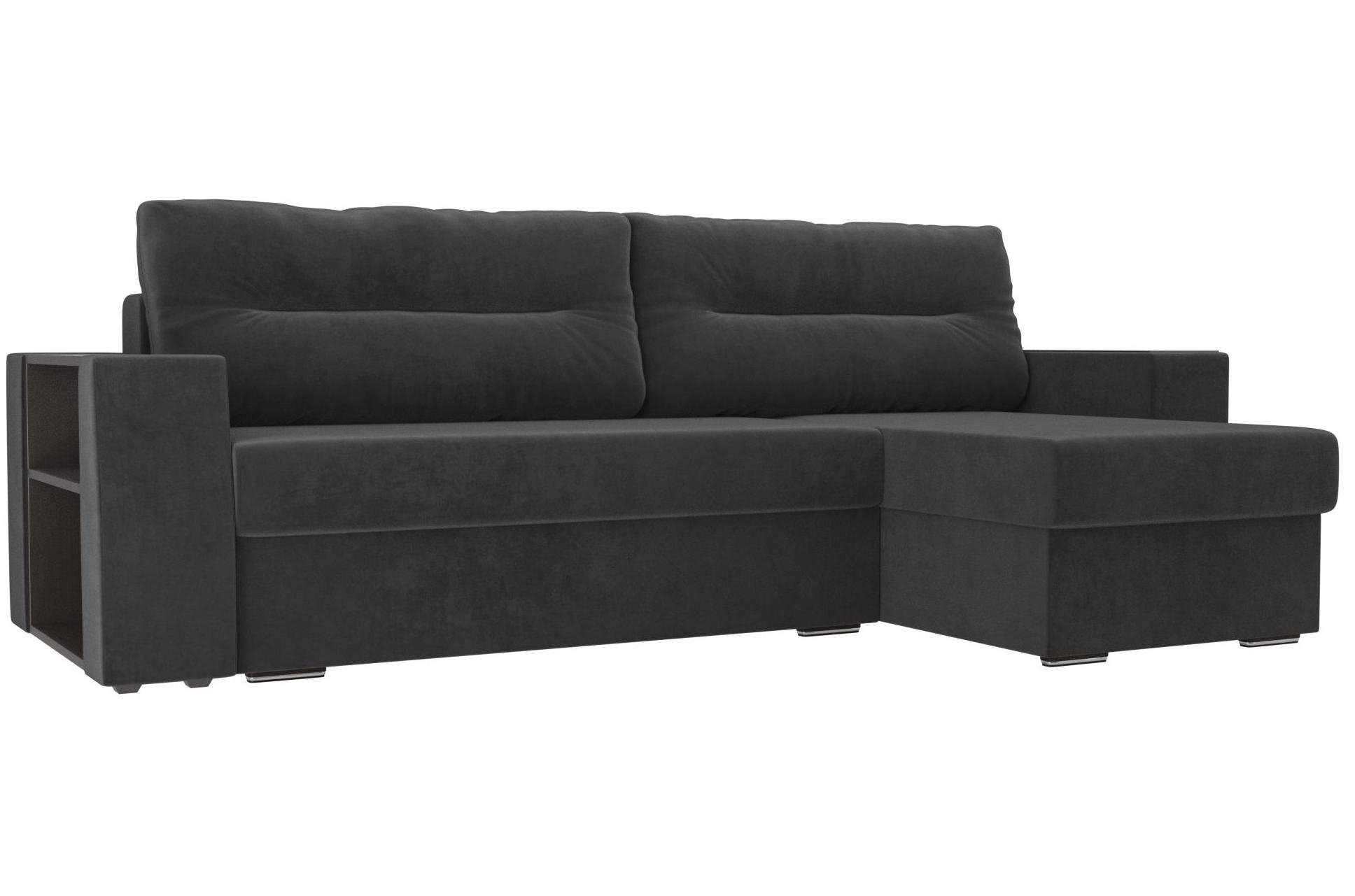 Диван угловой Эридан правый серый велюр