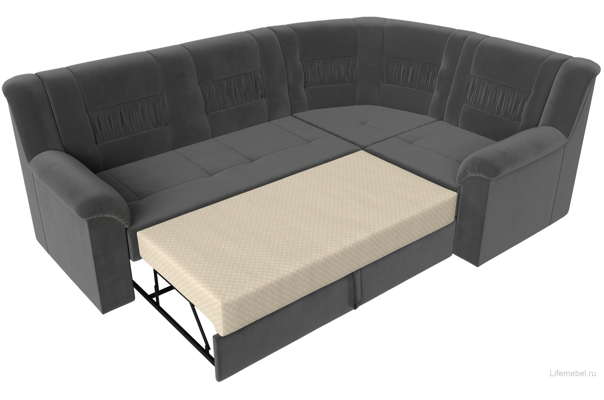 Диван угловой Карелия правый серый велюр