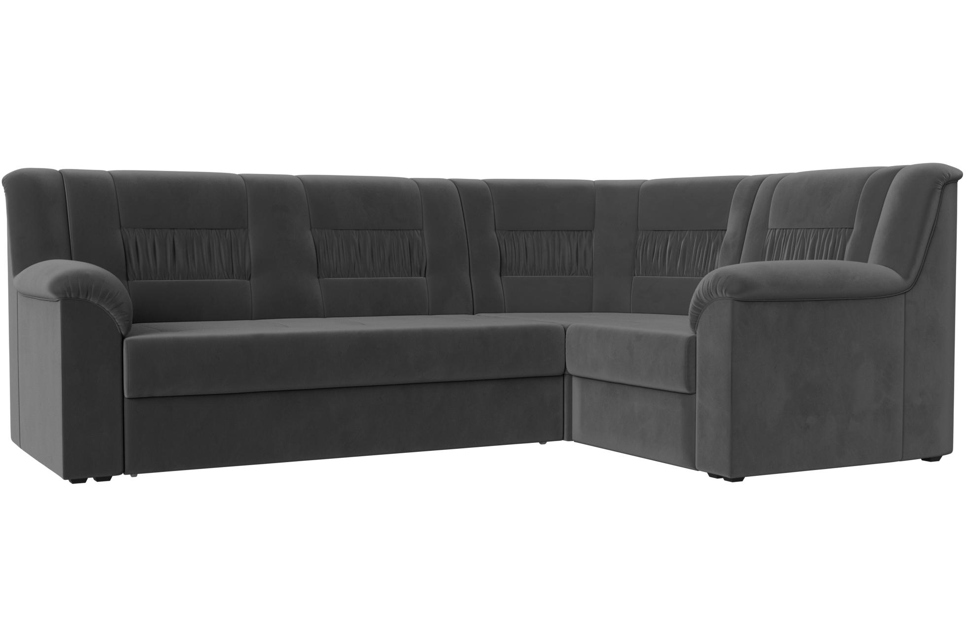 Диван угловой Карелия правый серый велюр