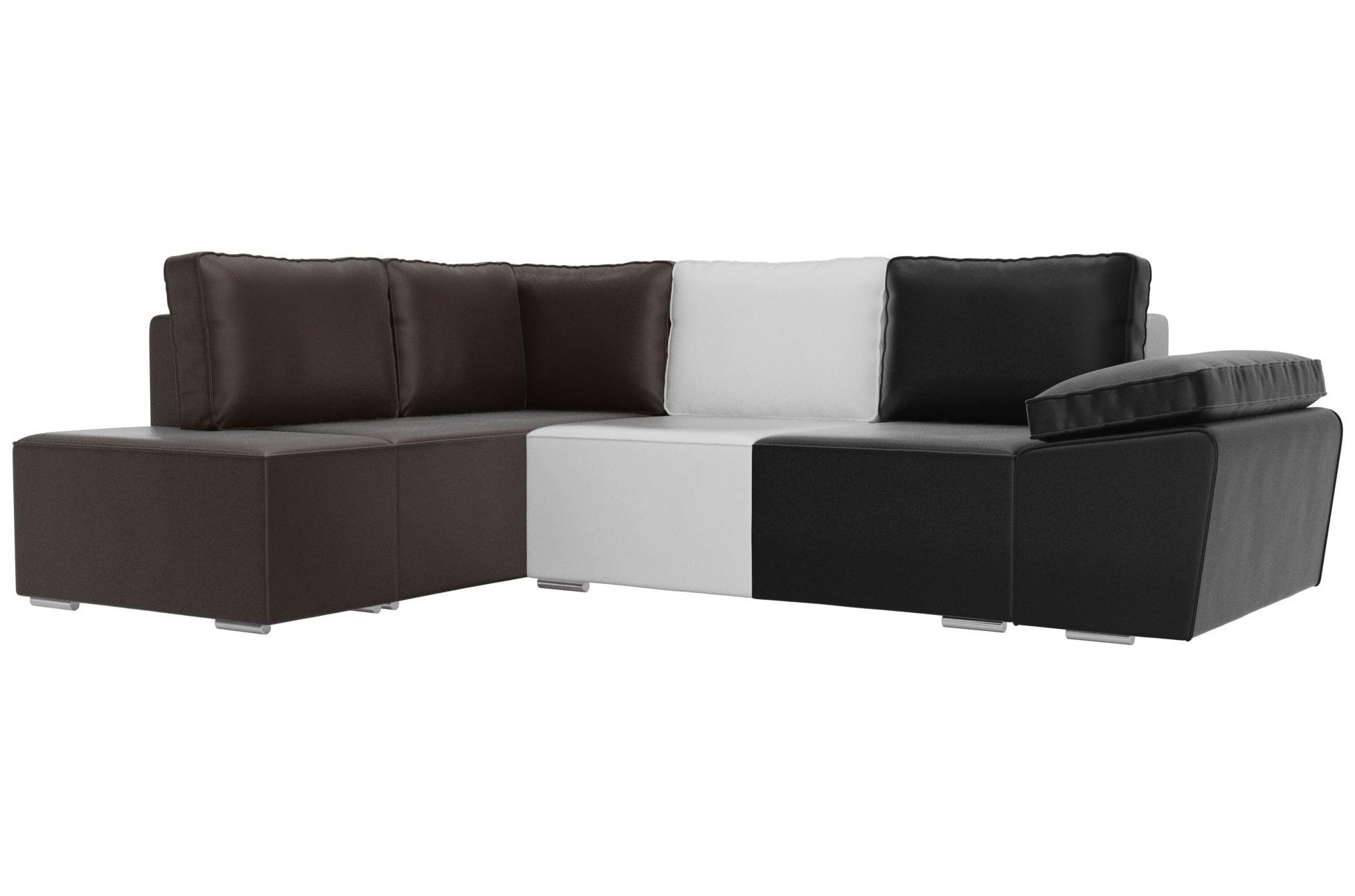 Диван угловой Хьюго левый черная / белая / коричневая экокожа
