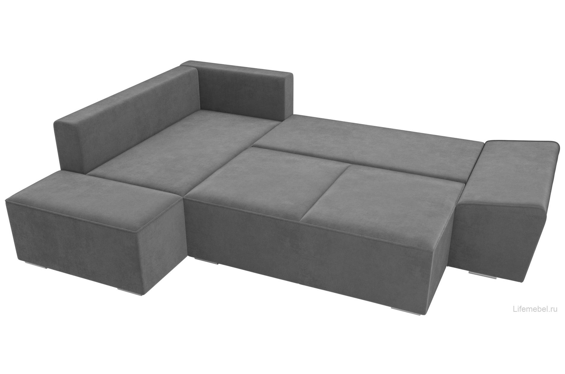 Диван угловой Хьюго левый серый велюр