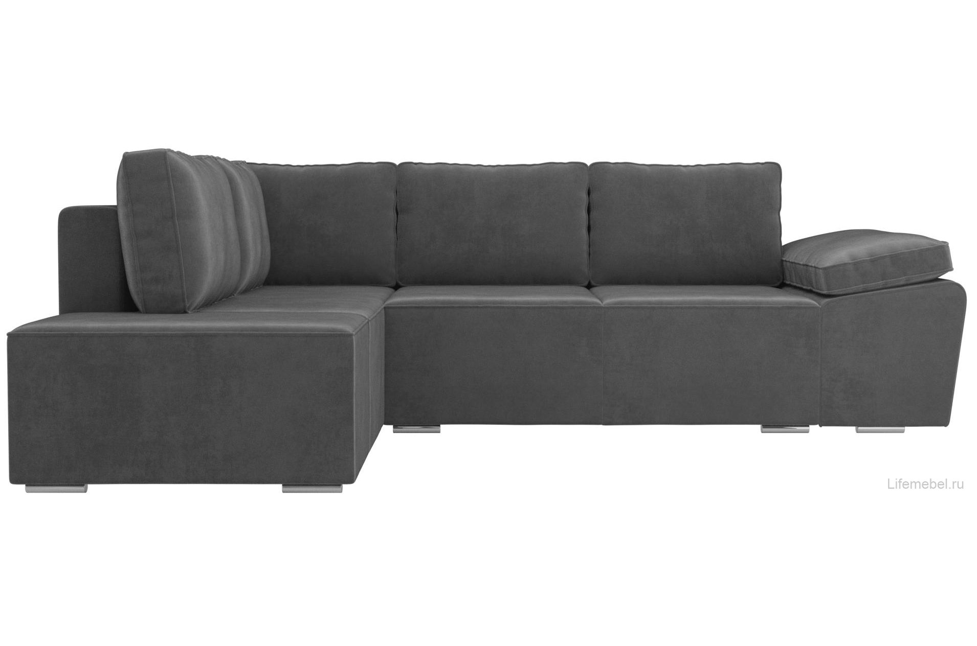 Диван угловой Хьюго левый серый велюр