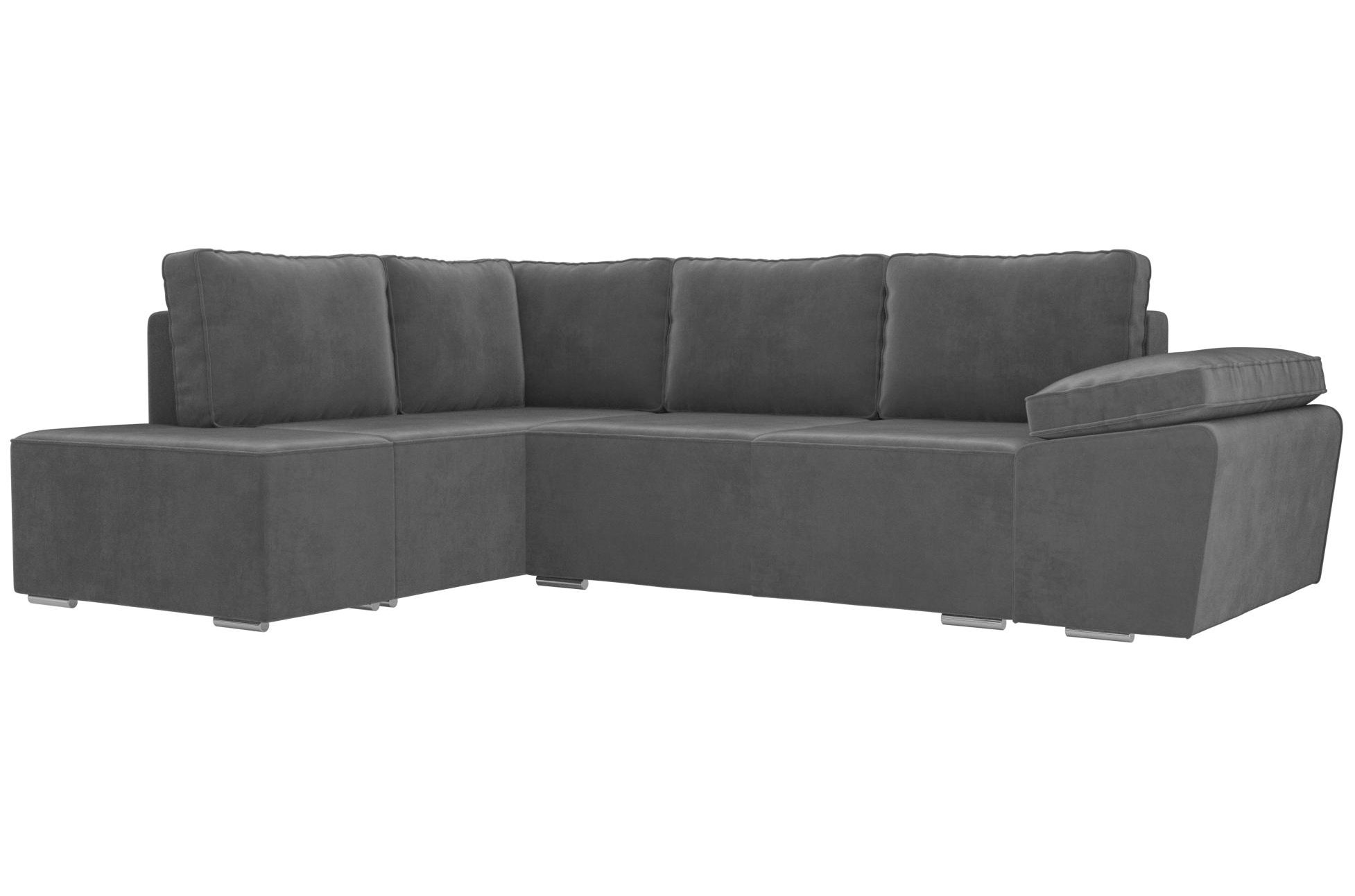 Диван угловой Хьюго левый серый велюр