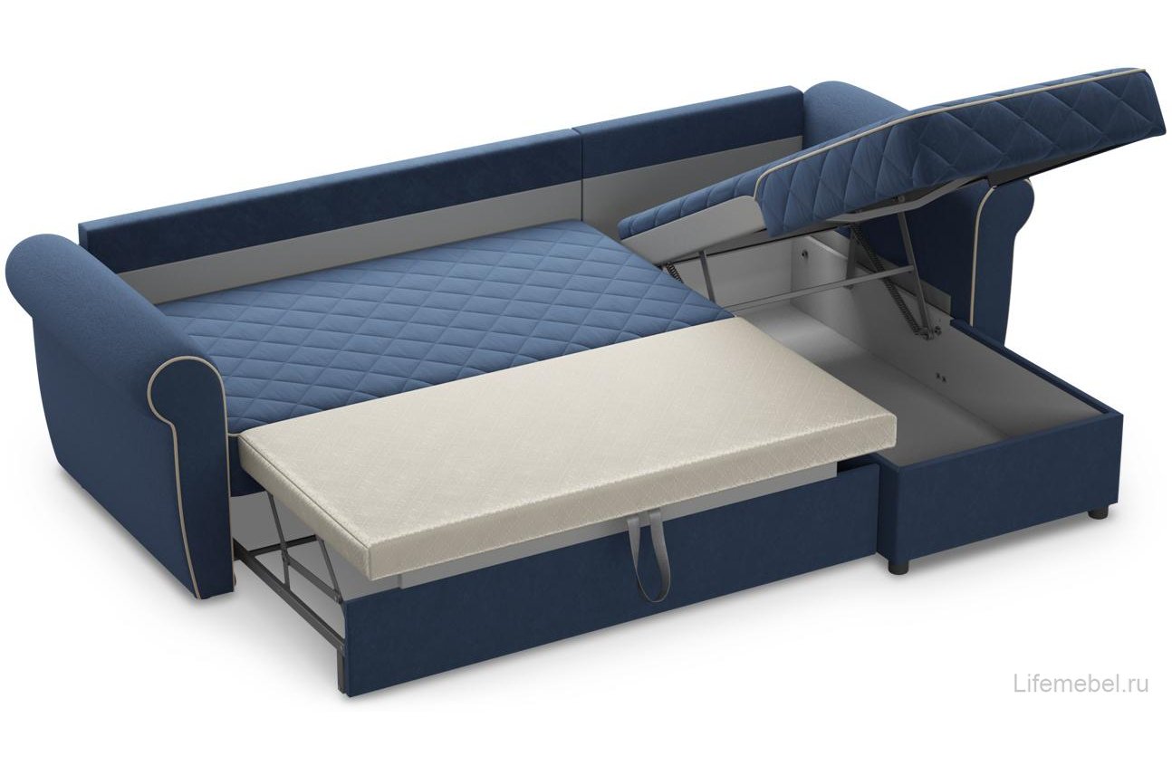 Диван угловой Moon Family 123 велюр синий