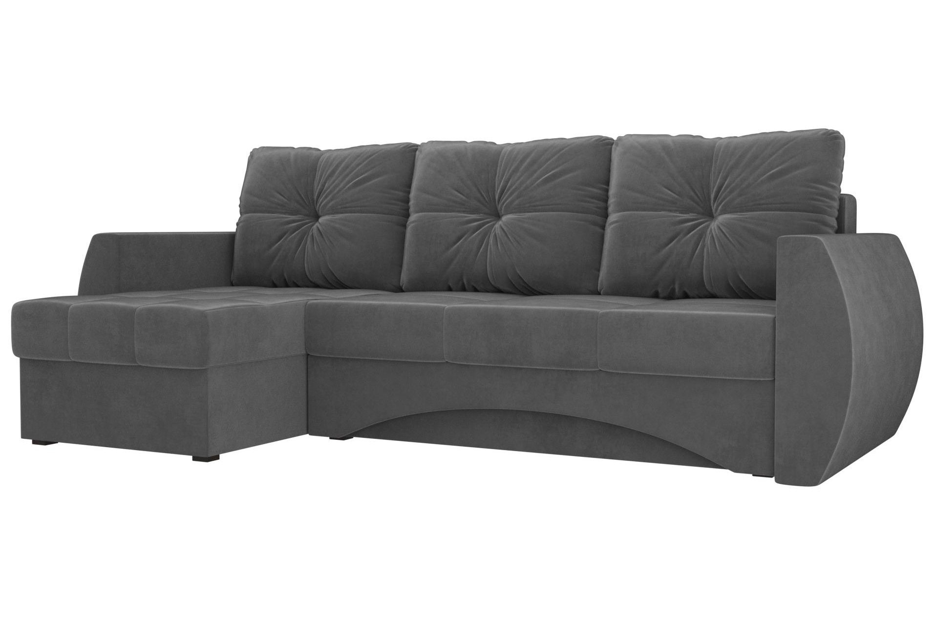 Диван угловой Сатурн левый серый велюр